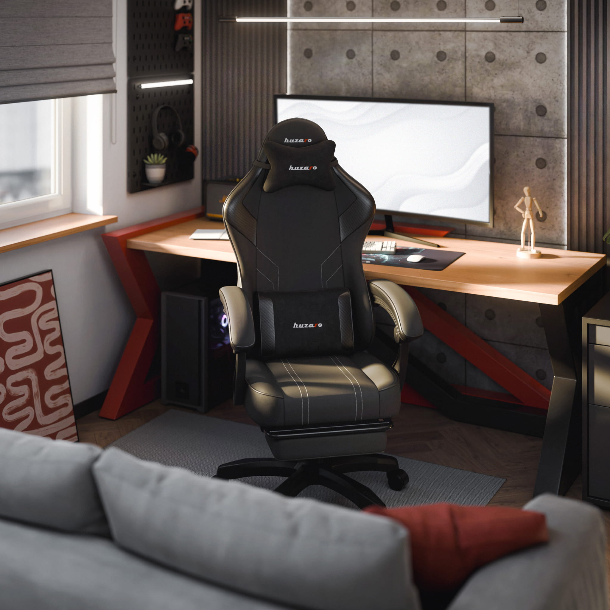 Scaun de gaming Huzaro Force 3.7 Carbon Black