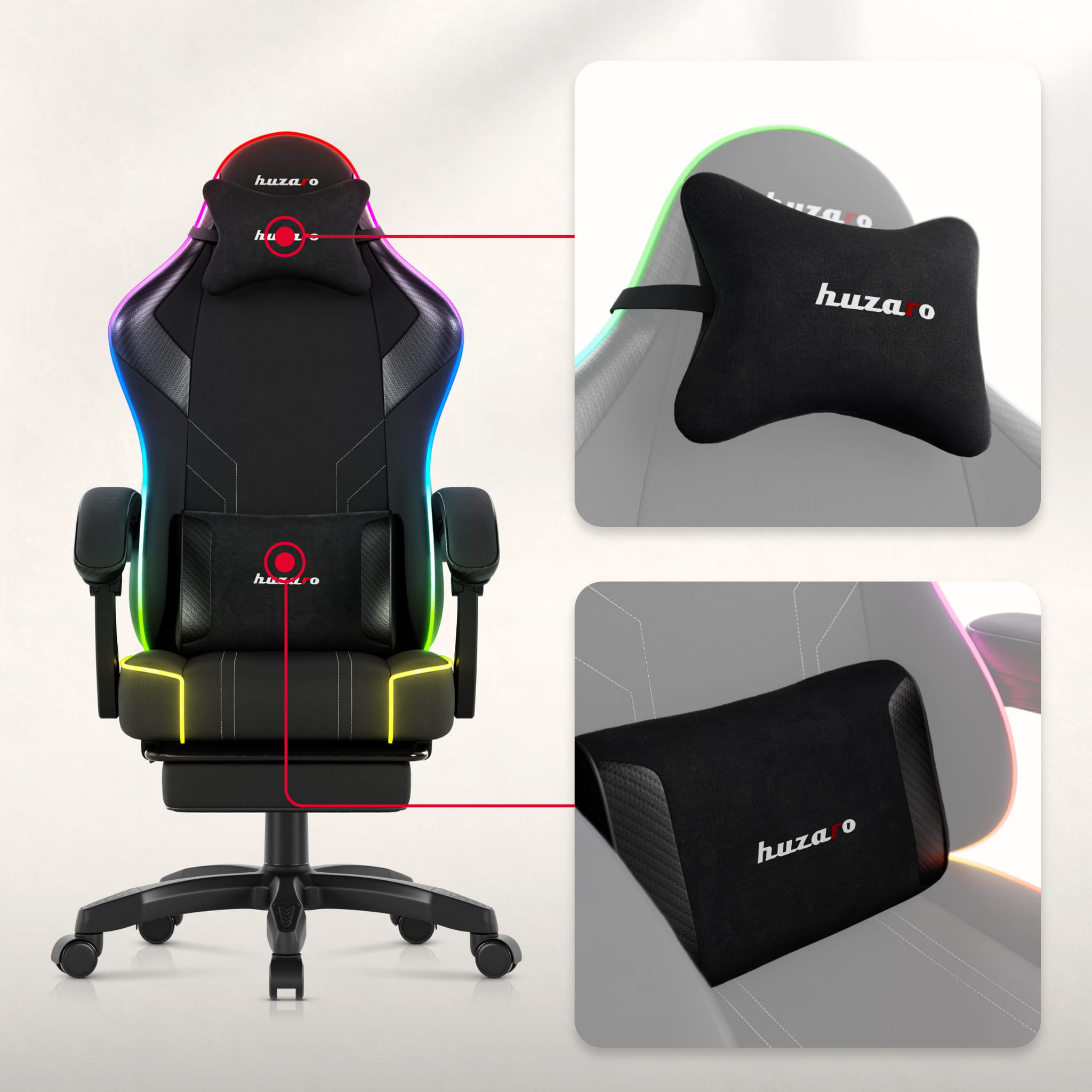 Scaun de gaming Huzaro Force 3.7 RGB Black