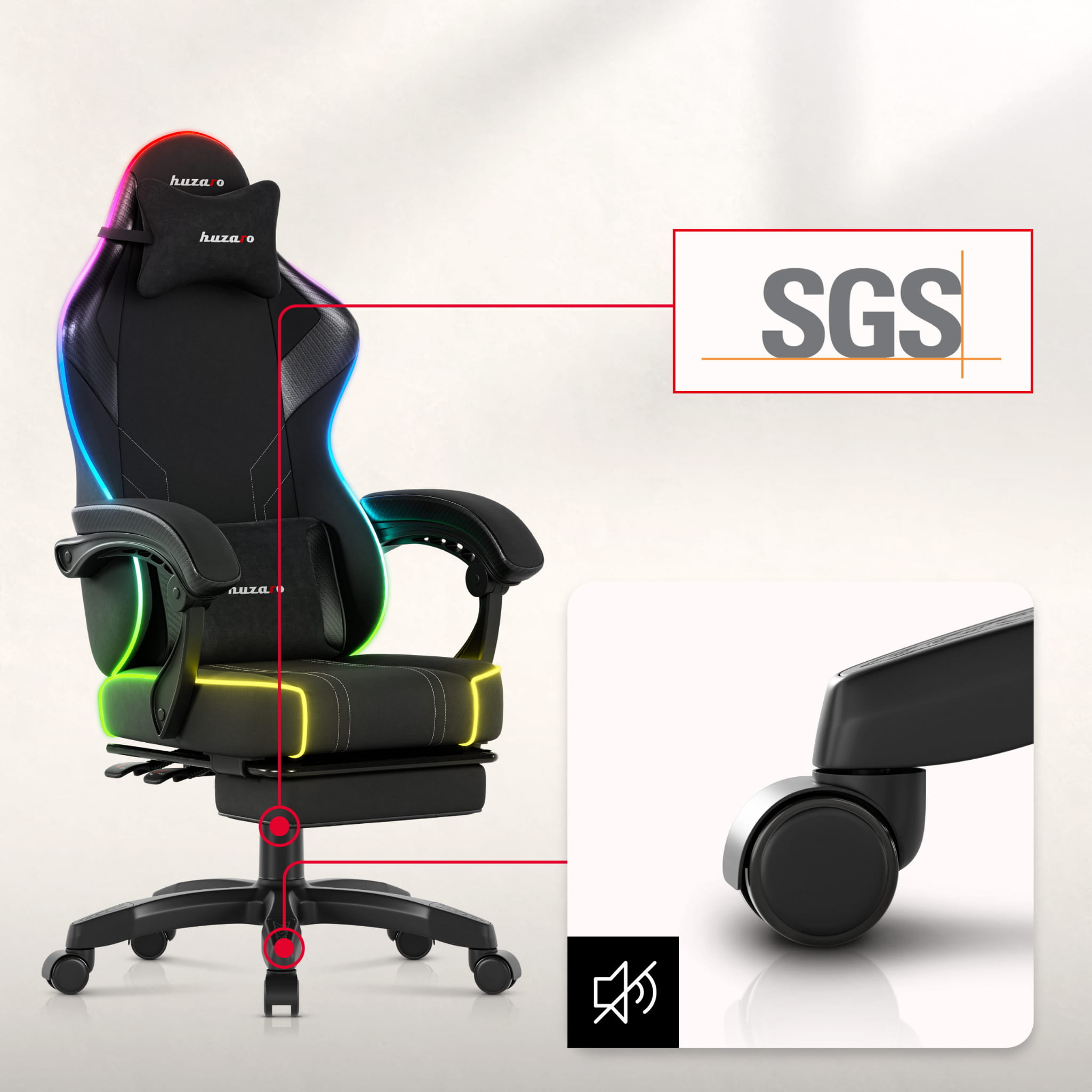 Scaun de gaming Huzaro Force 3.7 RGB Black