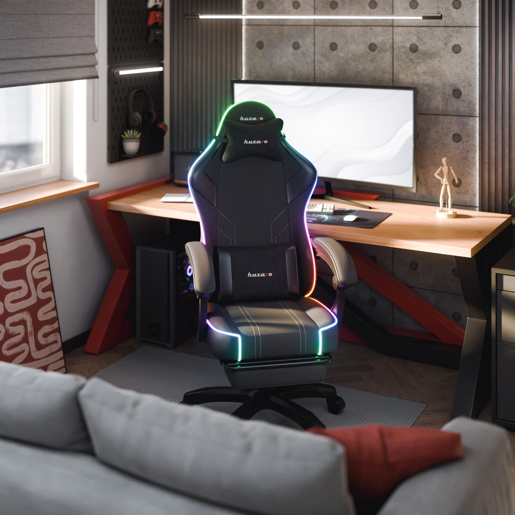 Scaun de gaming Huzaro Force 3.7 RGB Black