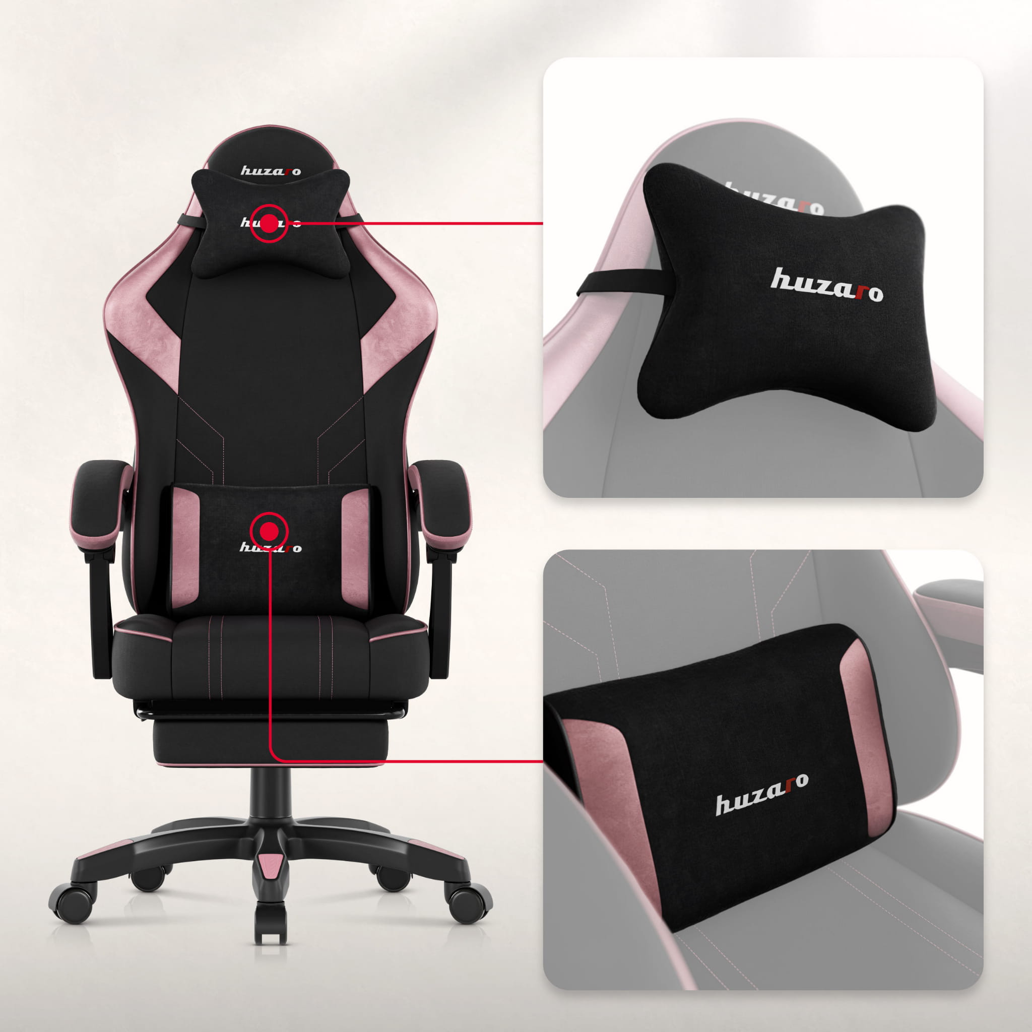 Scaun de gaming Huzaro Force 3.7 Roz