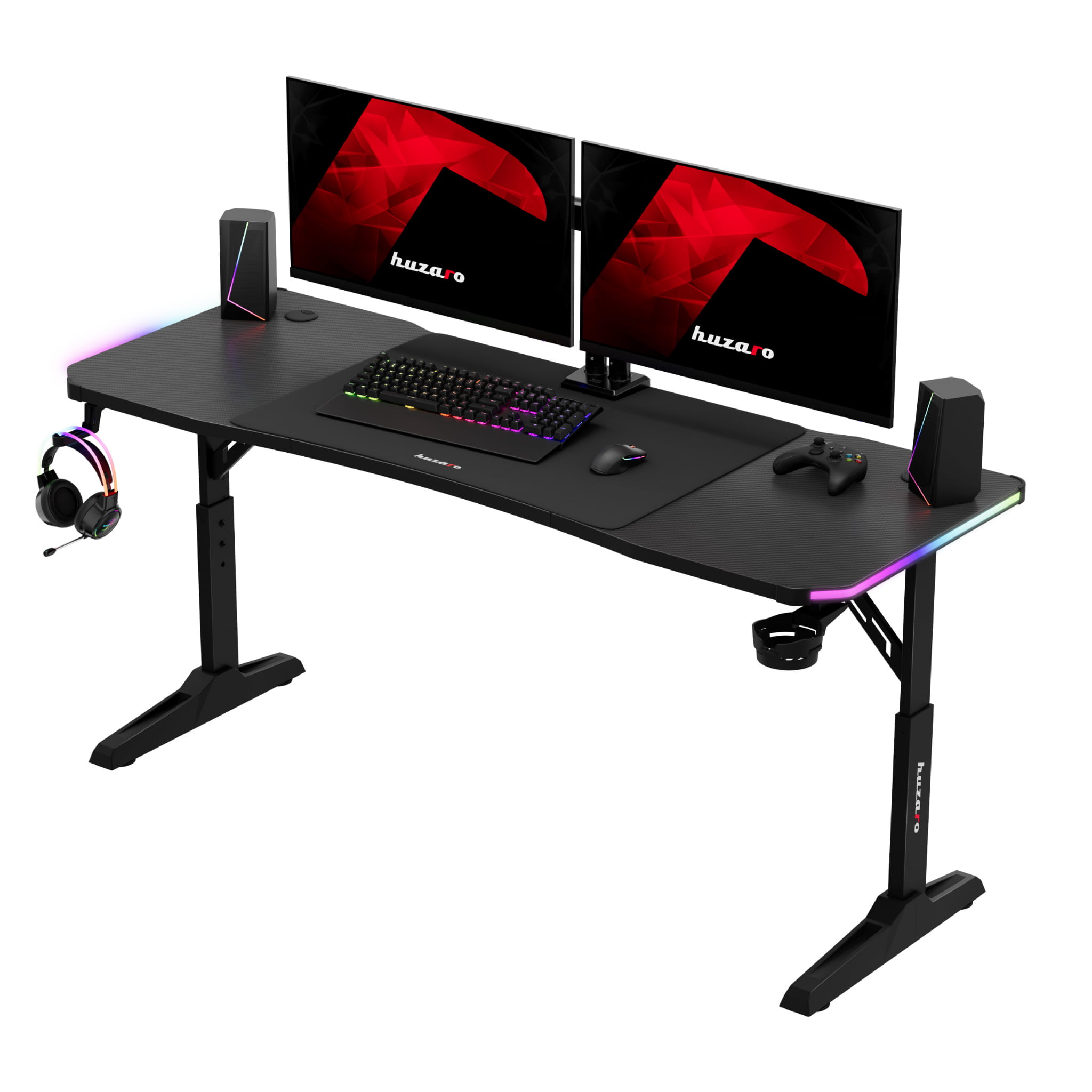 Birou Gaming LED Huzaro Hero 4.6 RGB Black 160 cm