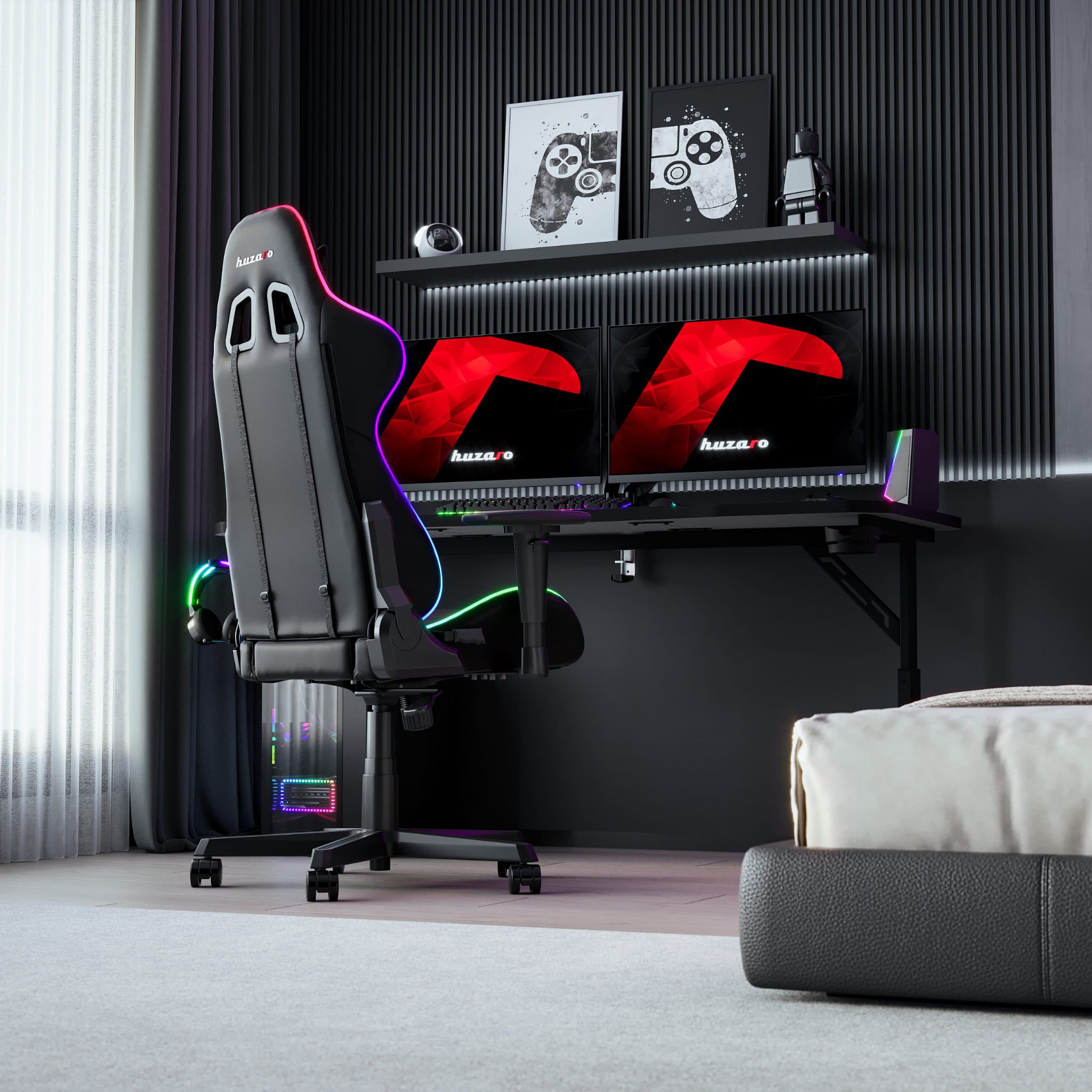 Birou gaming Huzaro Hero 4.6 Black 160 cm