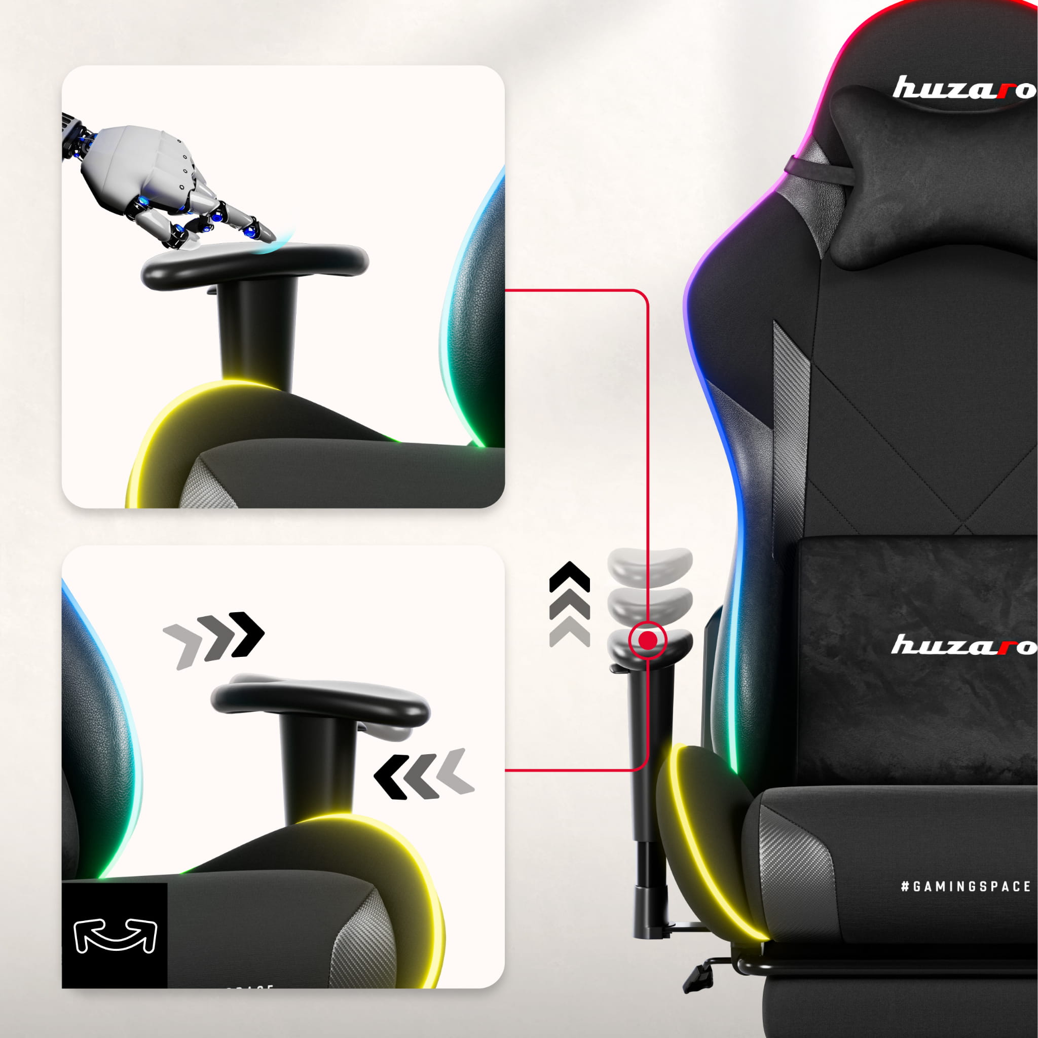 Scaun gaming LED Huzaro Force 5.7 Negru RGB
