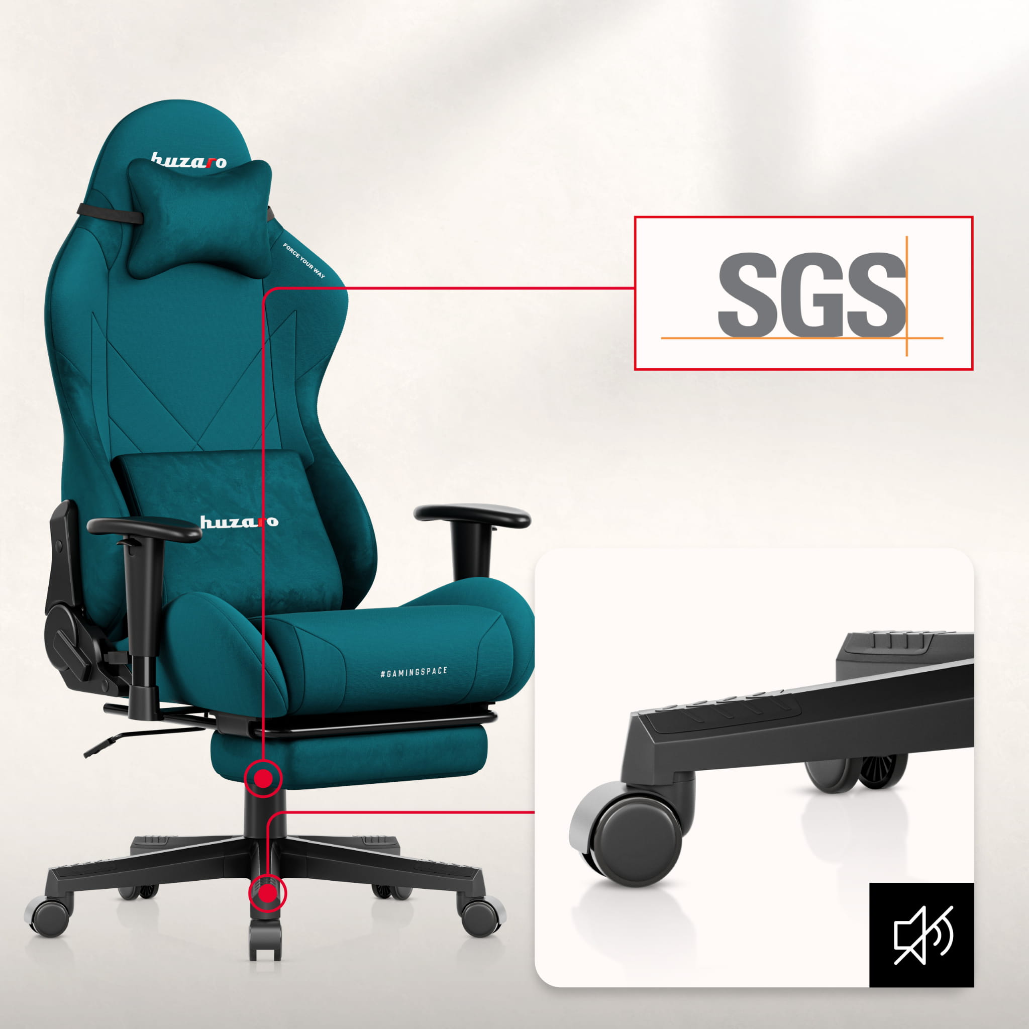 Scaun gaming Huzaro Force 5.7 Teal