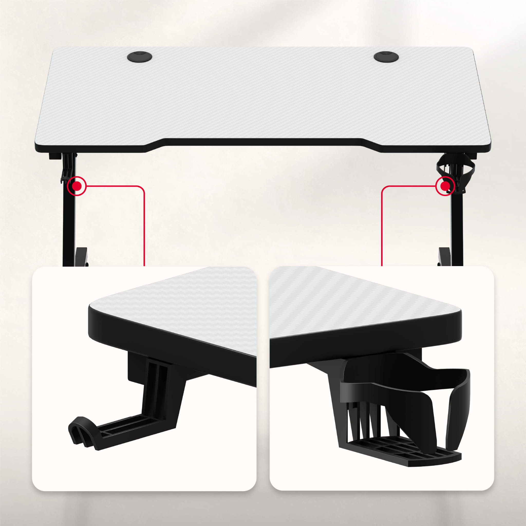 Huzaro Hero 2.5 alb 120 cm birou de gaming