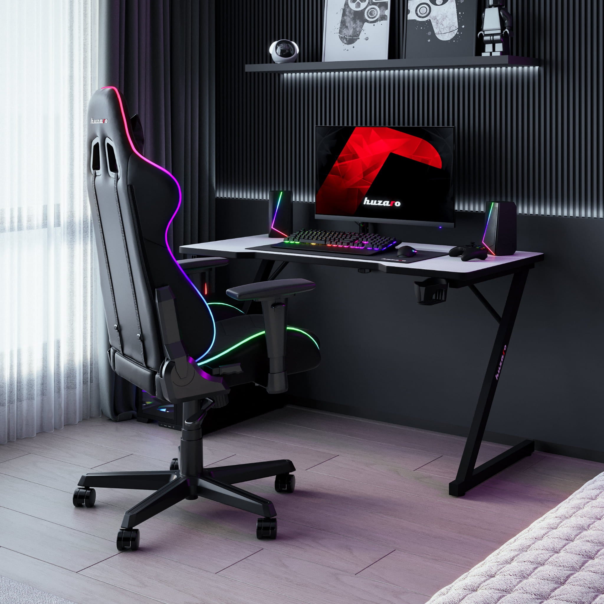 Huzaro Hero 2.5 alb 120 cm birou de gaming