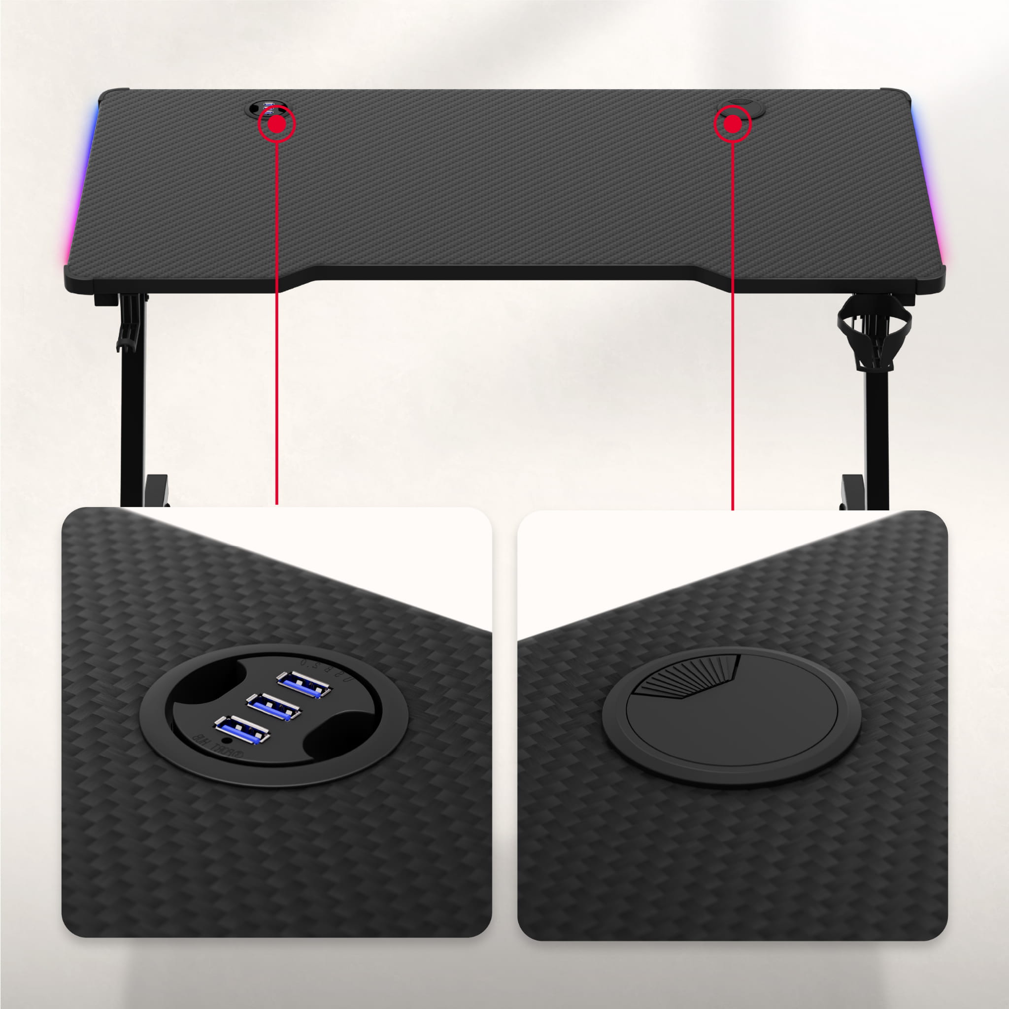 Huzaro Hero 2.5 RGB LED birou de gaming 120 cm