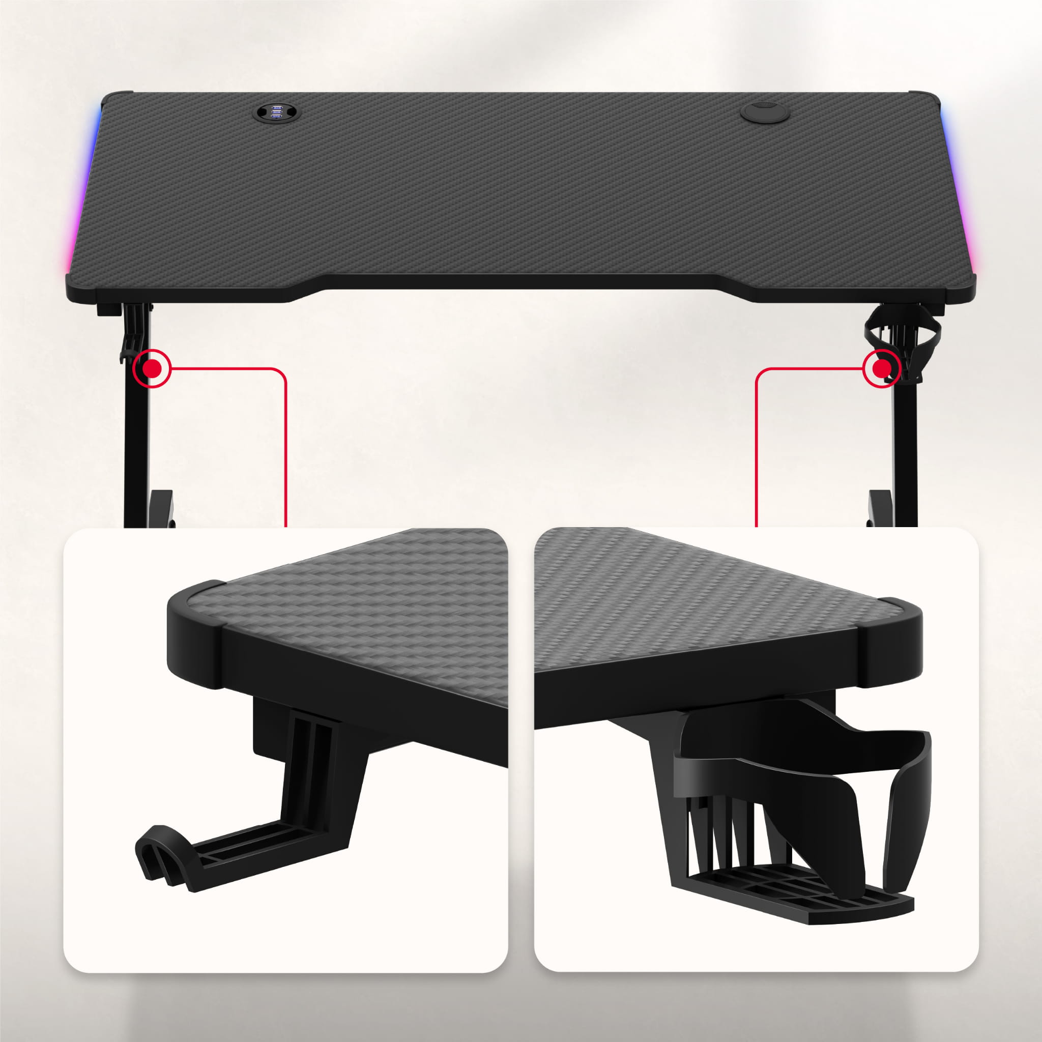 Huzaro Hero 2.5 RGB LED birou de gaming 120 cm