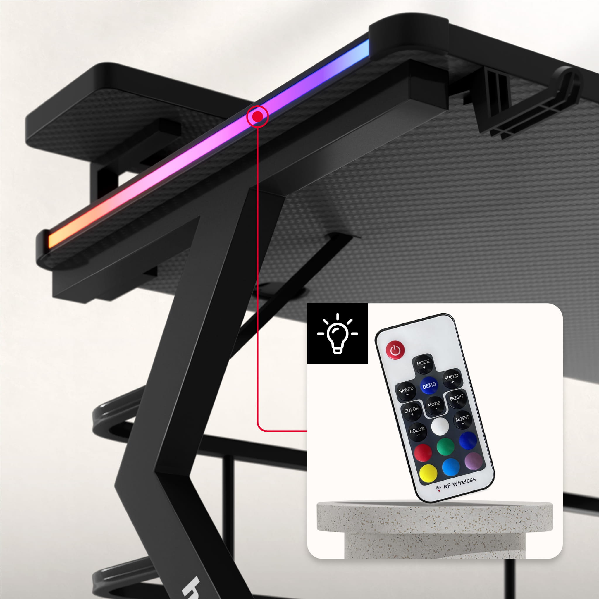 Huzaro Hero 5.0 RGB LED birou de gaming 120 cm