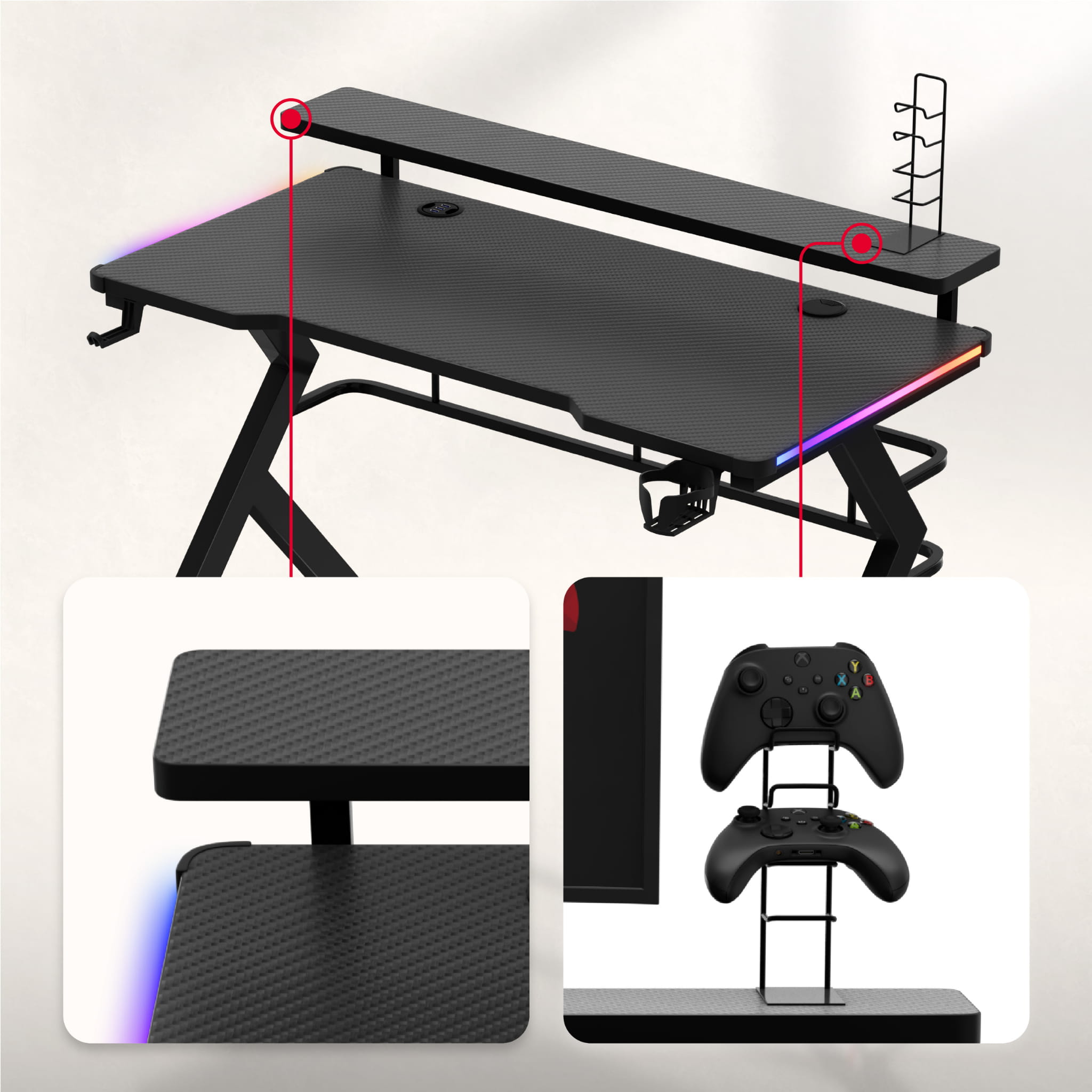 Huzaro Hero 5.0 RGB LED birou de gaming 120 cm