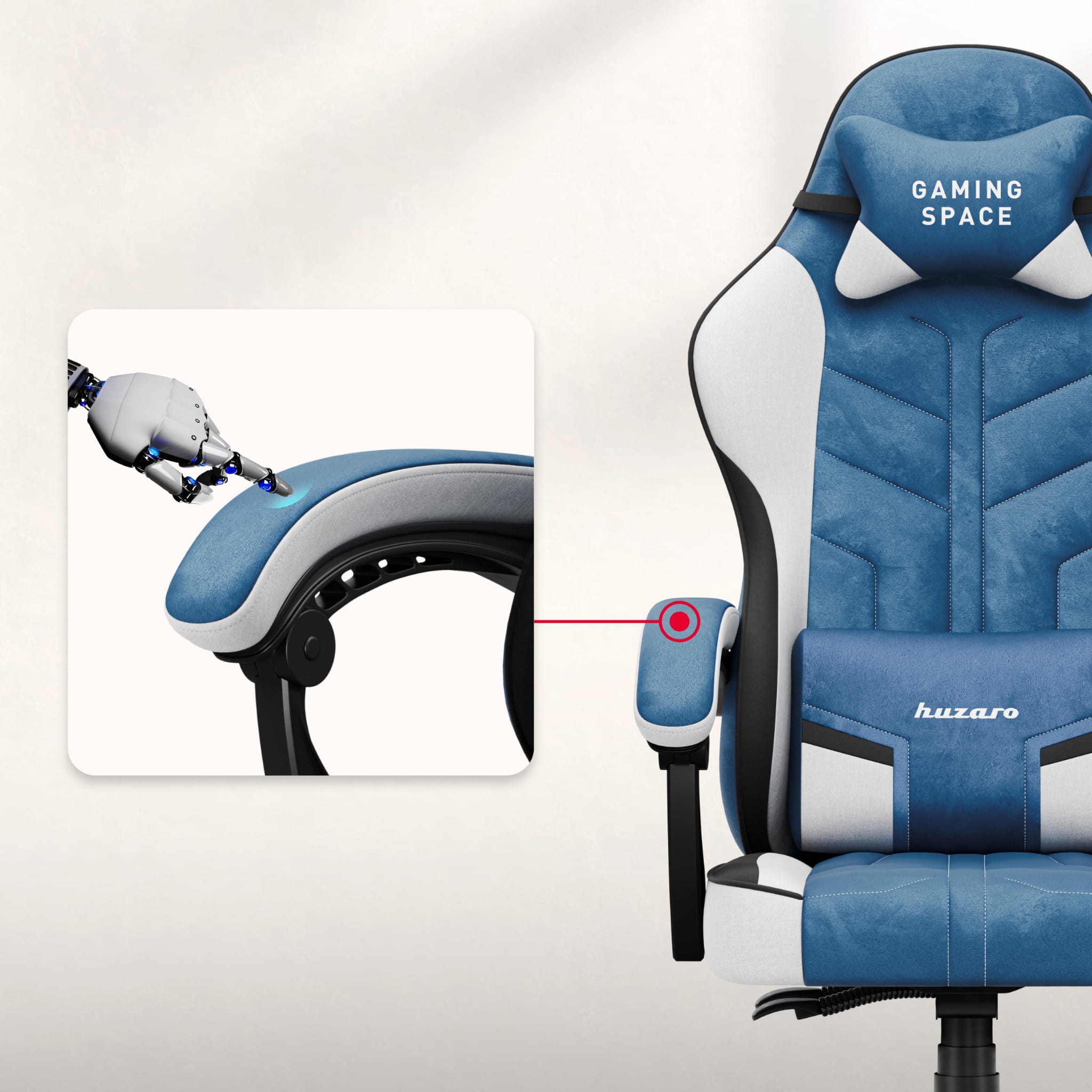 Scaun gaming din catifea Huzaro Force 2.7 Blue