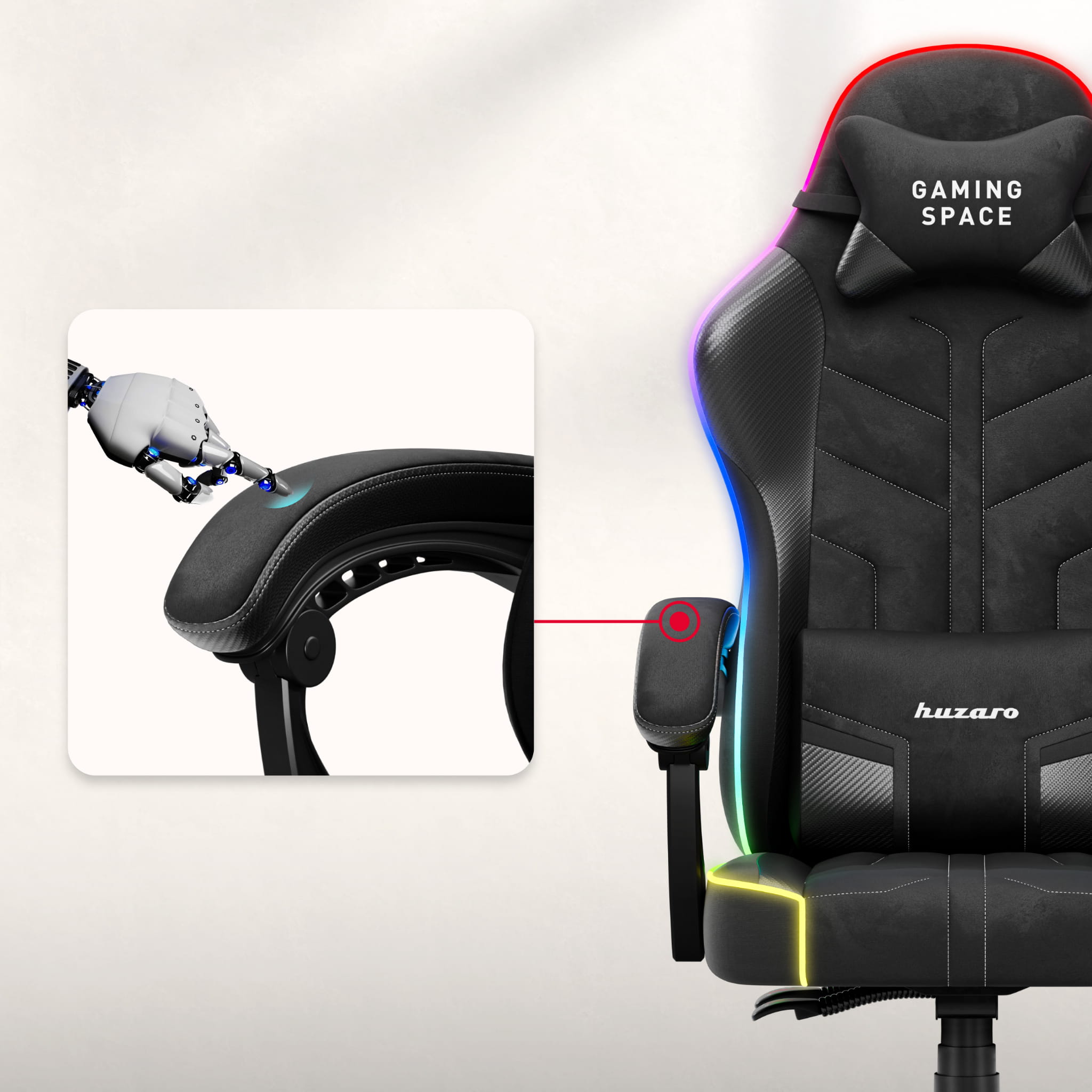 Scaun de gaming din velur Huzaro Force 2.7 RGB Black