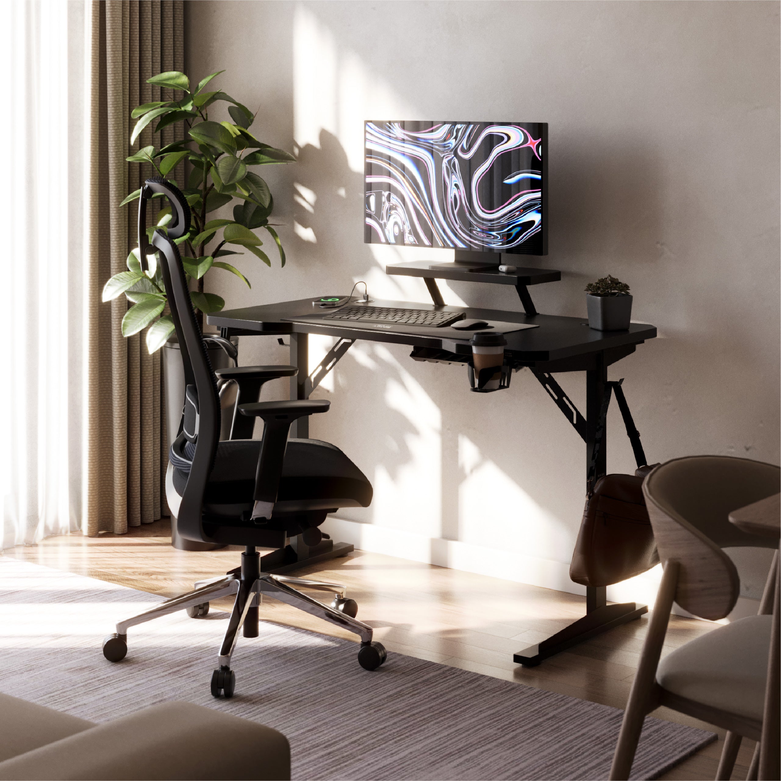 Birou pentru calculator cu poliță Mark Adler Leader 5.1 Negru 115 cm