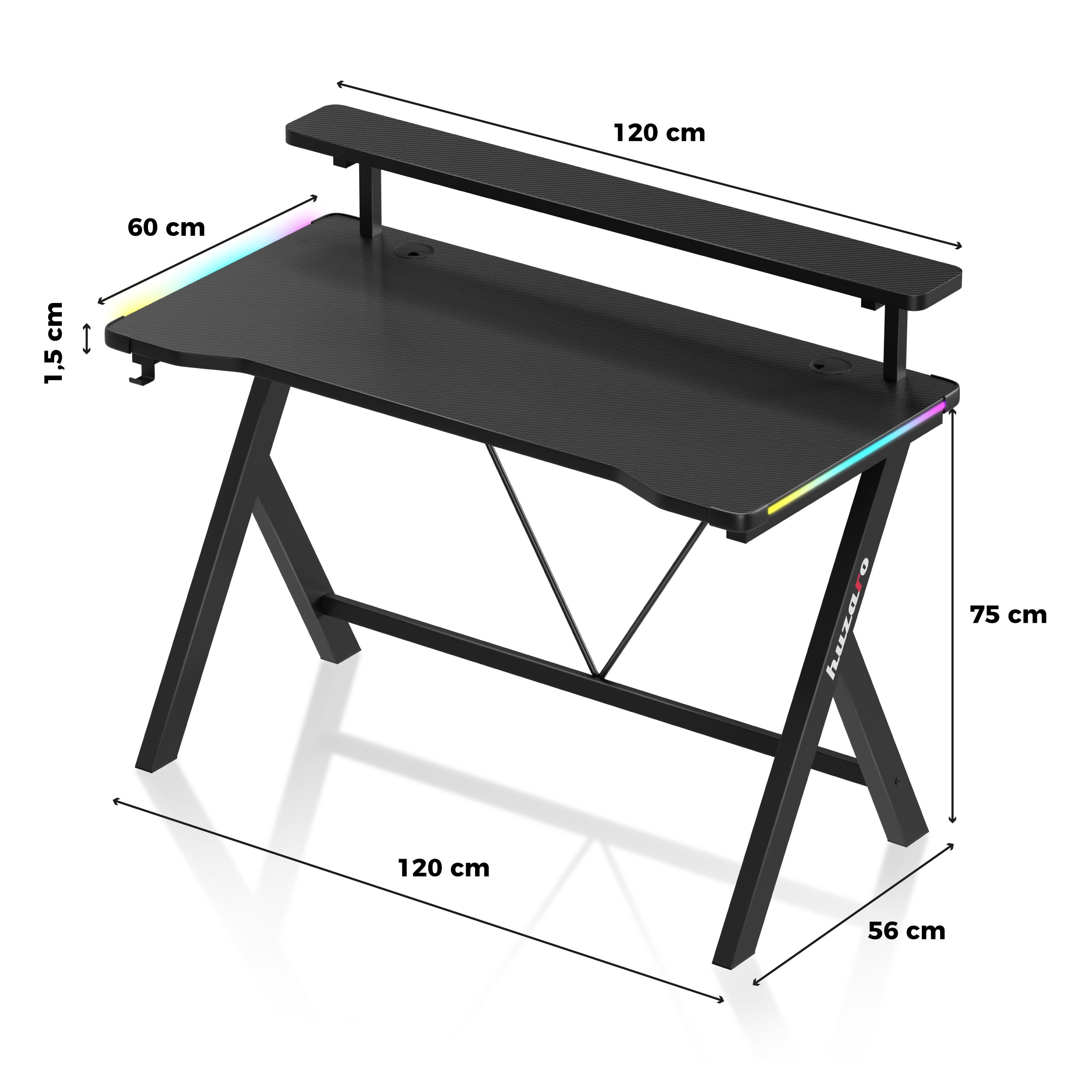 Birou gaming LED Huzaro Hero 1.9 RGB 120 cm