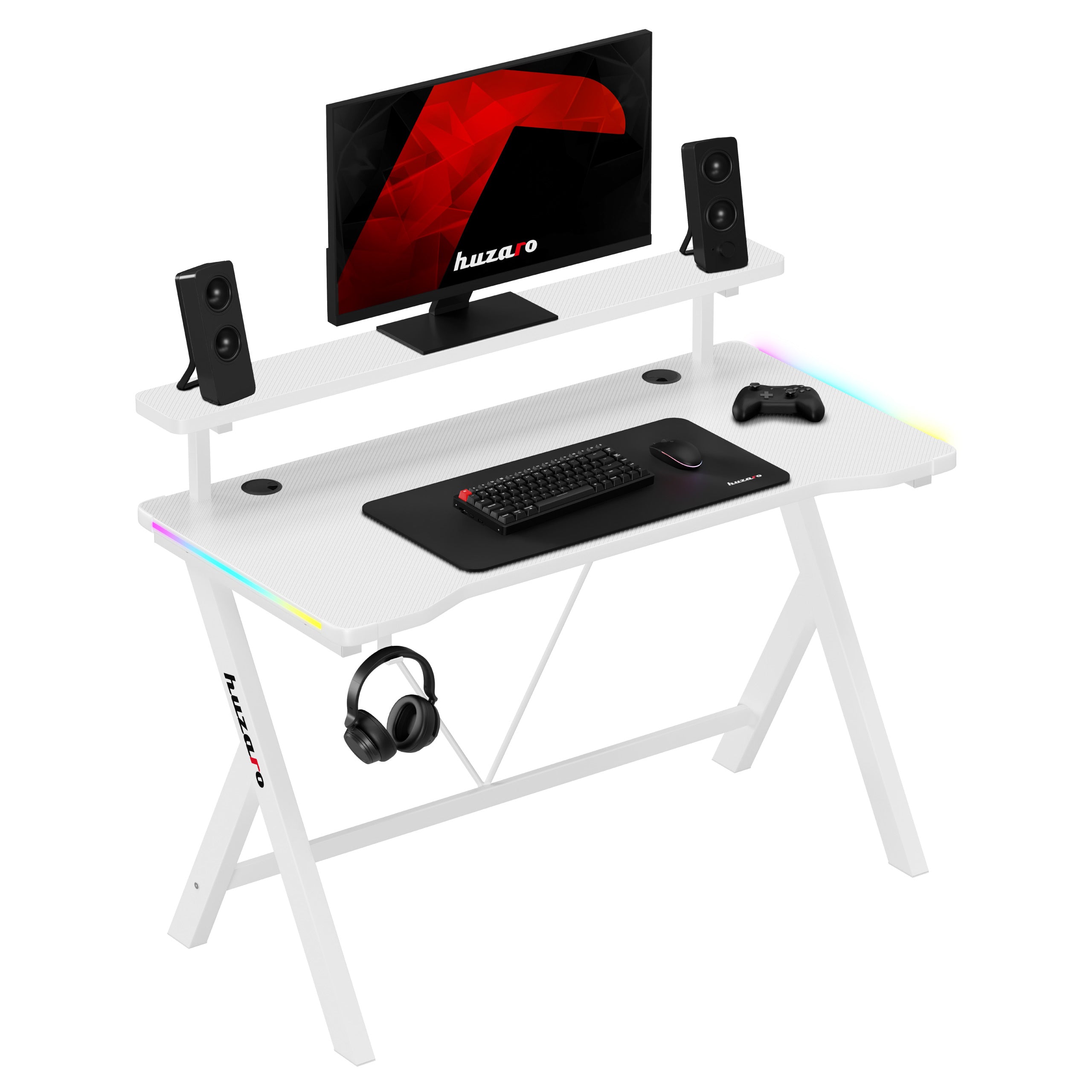 Birou gaming LED Huzaro Hero 1.9 RGB Alb 120 cm