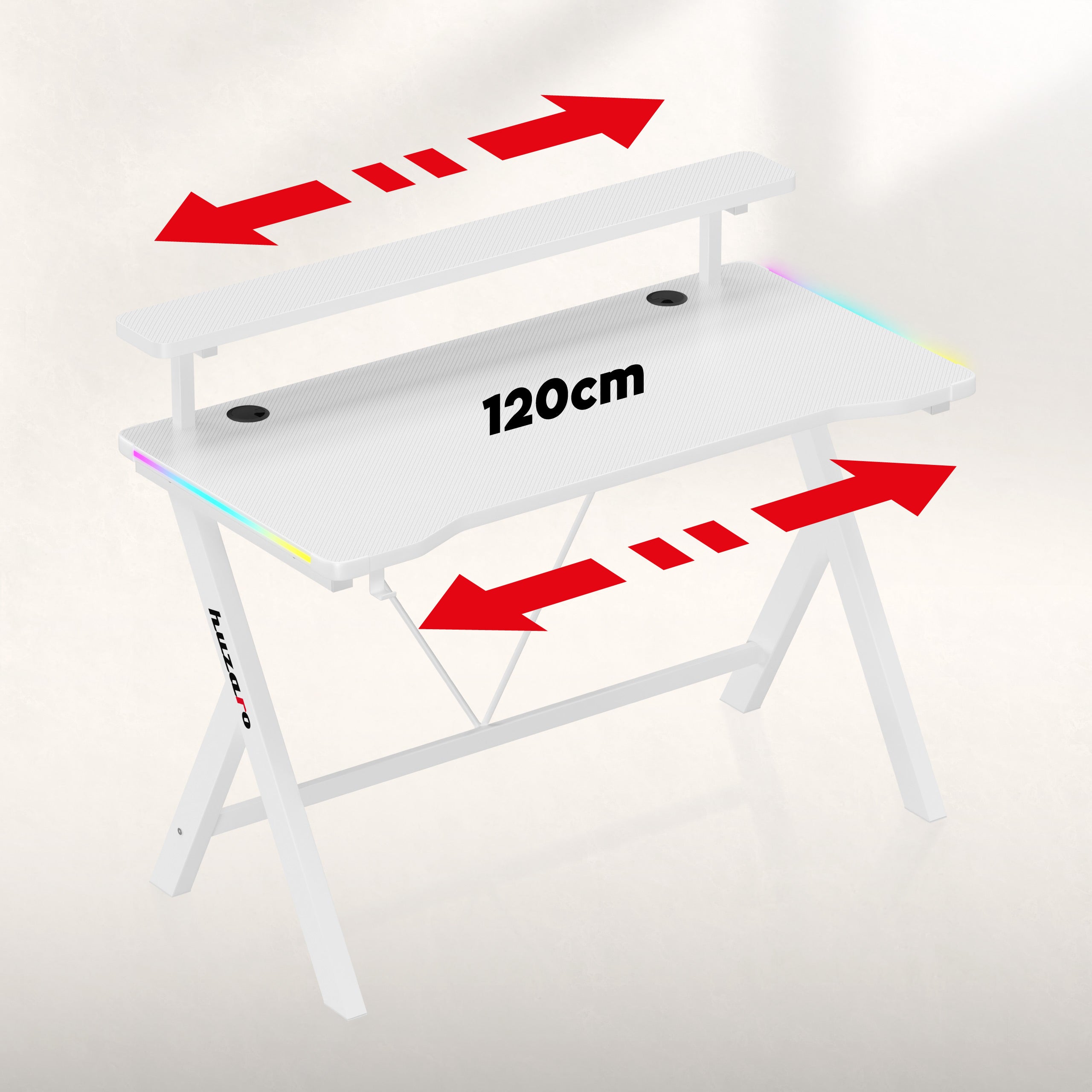 Birou gaming LED Huzaro Hero 1.9 RGB Alb 120 cm