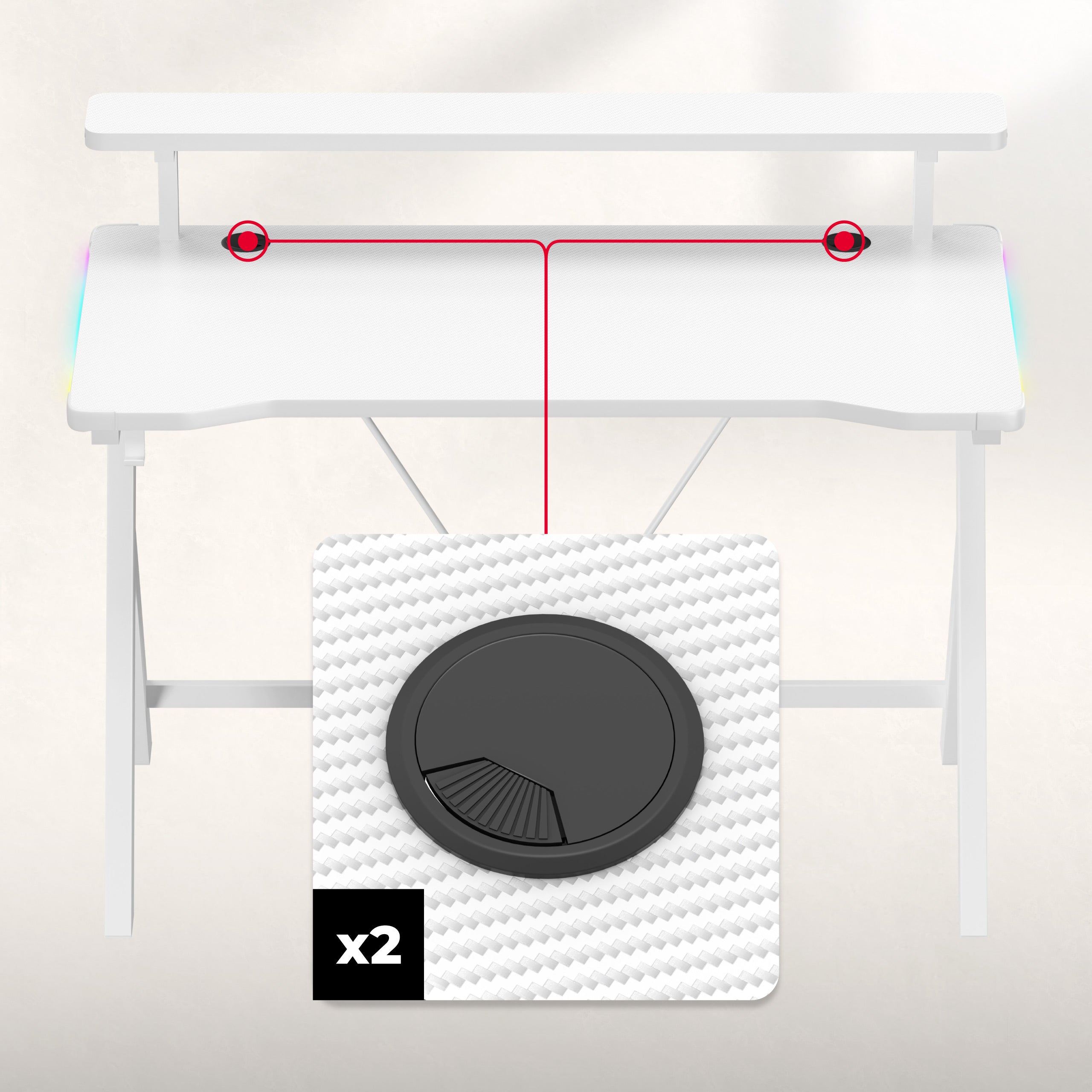 Birou gaming LED Huzaro Hero 1.9 RGB Alb 120 cm