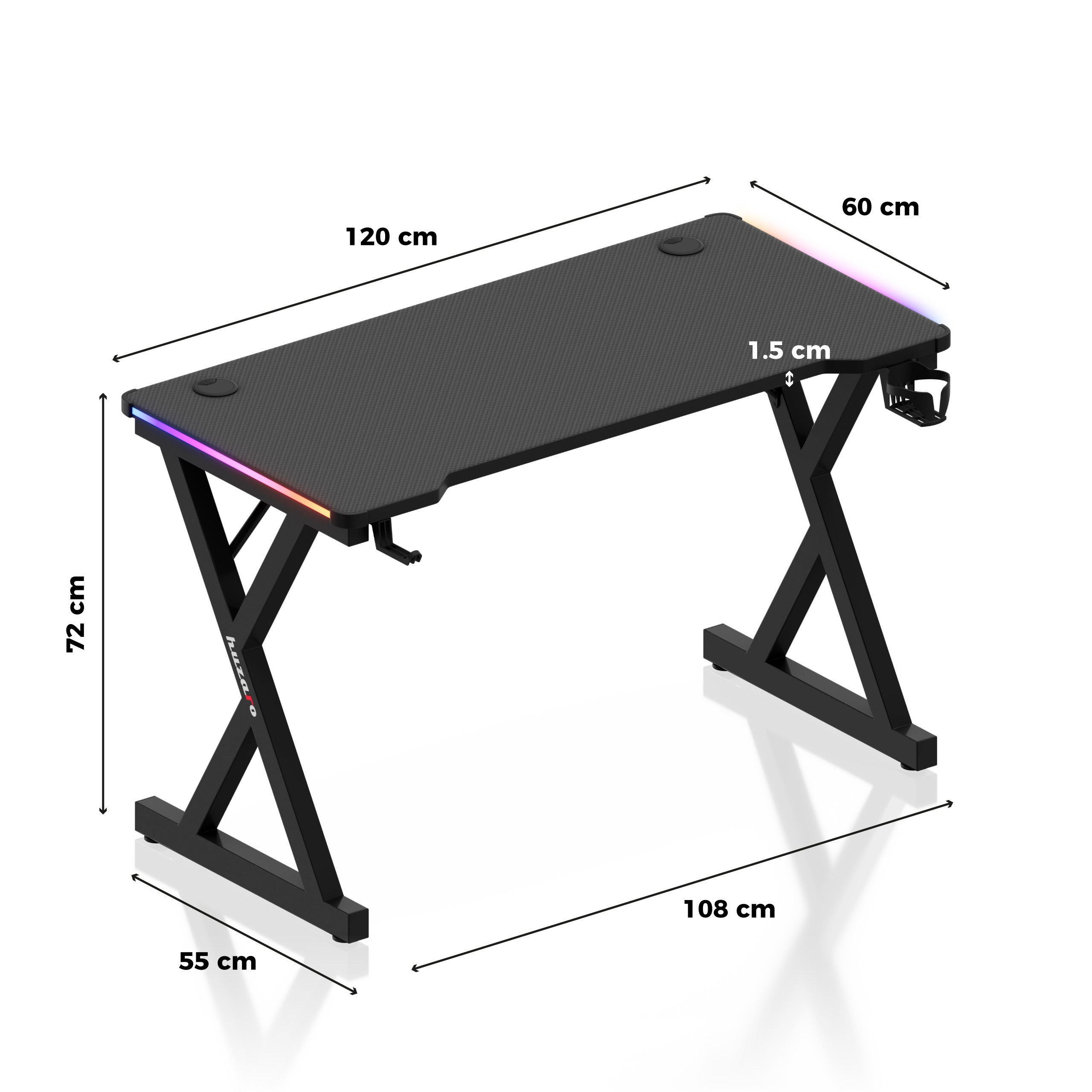 Birou Gaming LED Huzaro Hero 2.3 RGB 120 cm