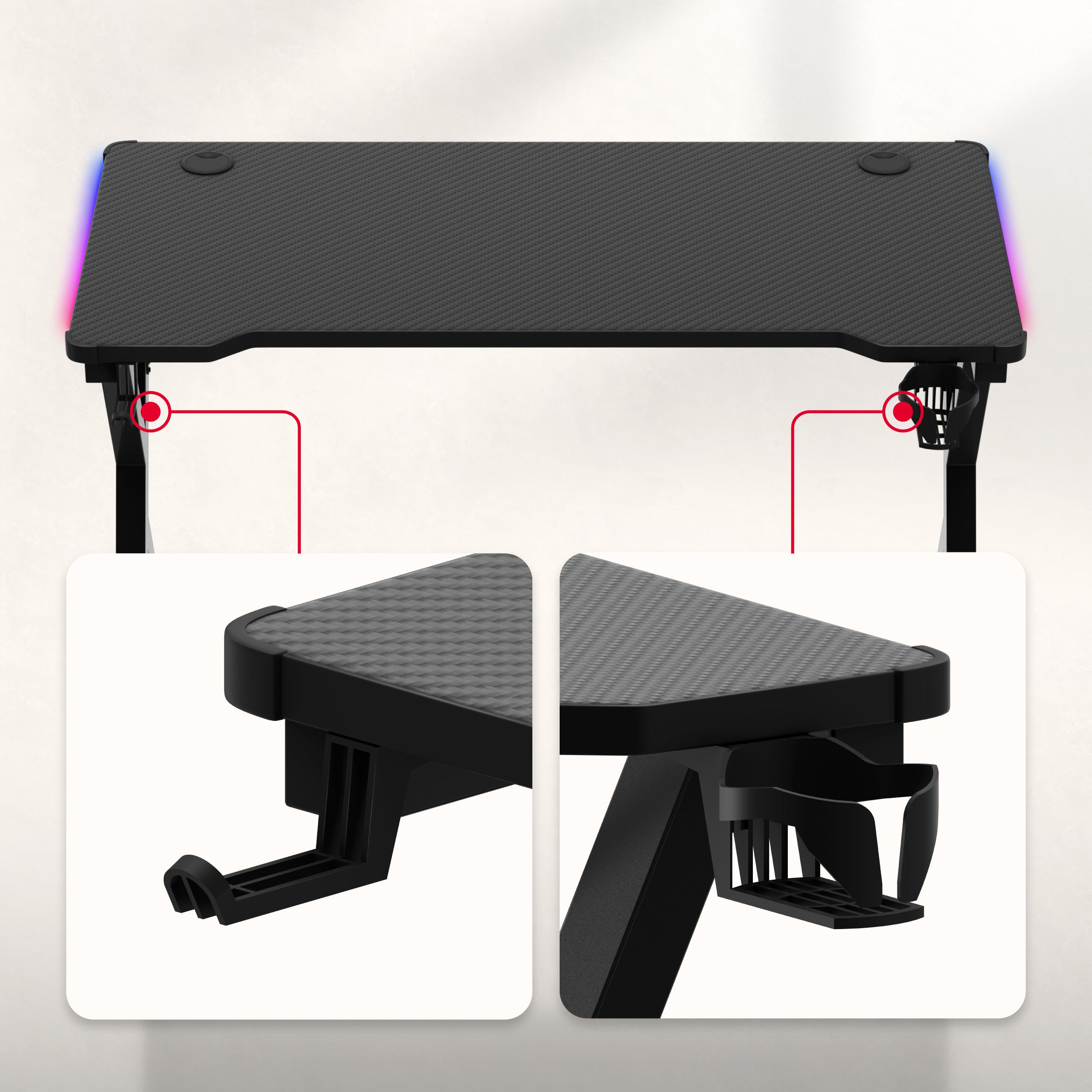 Birou Gaming LED Huzaro Hero 2.3 RGB 120 cm