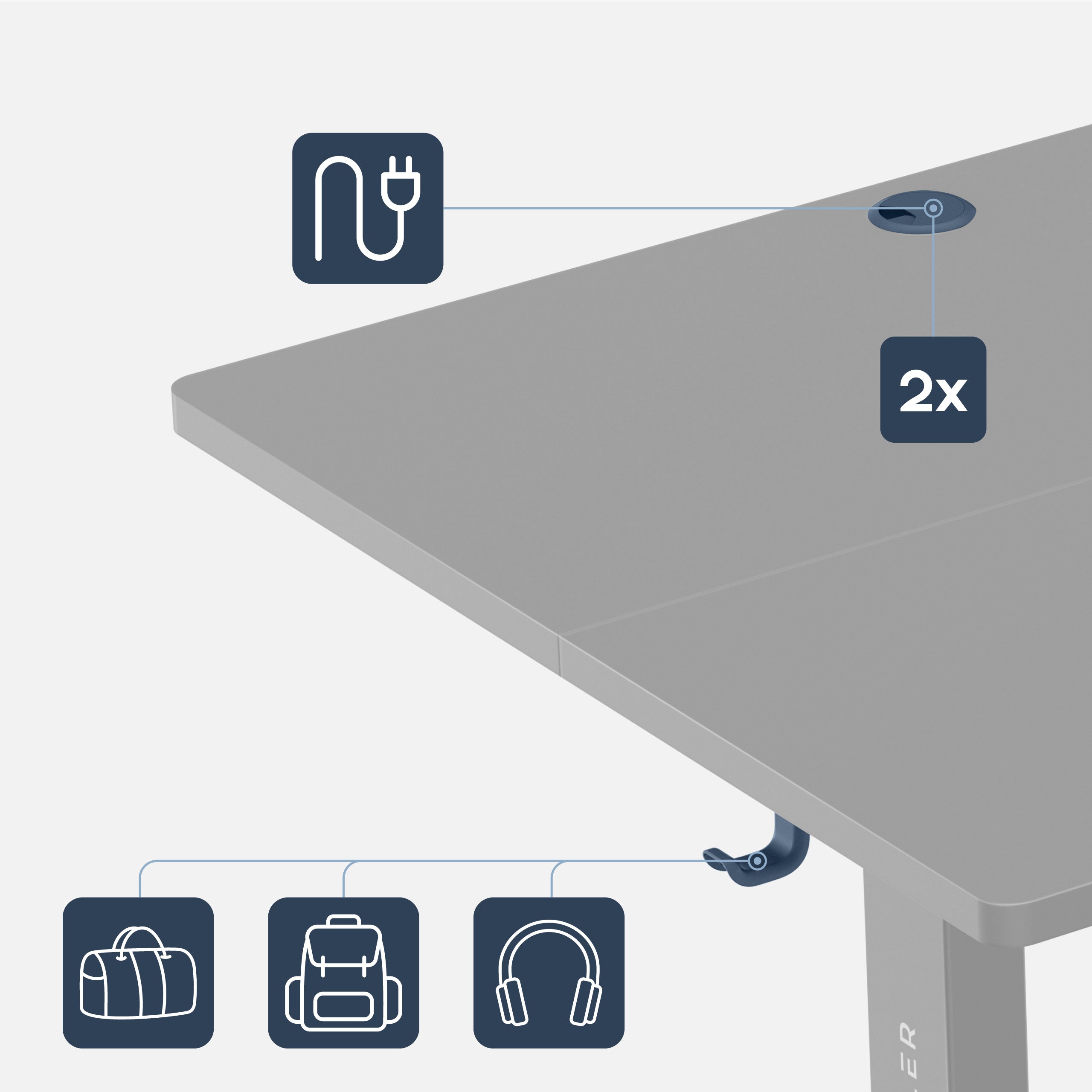 Birou electric Mark Adler Leader 7.6 Black 160 cm