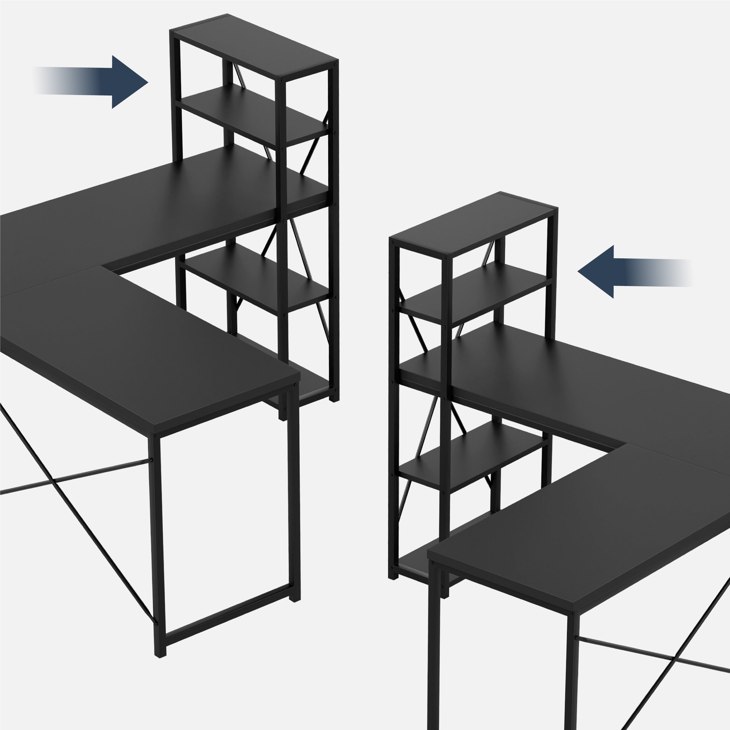 Birou de colț cu rafturi Mark Adler Leader 5.9 Negru 145 cm