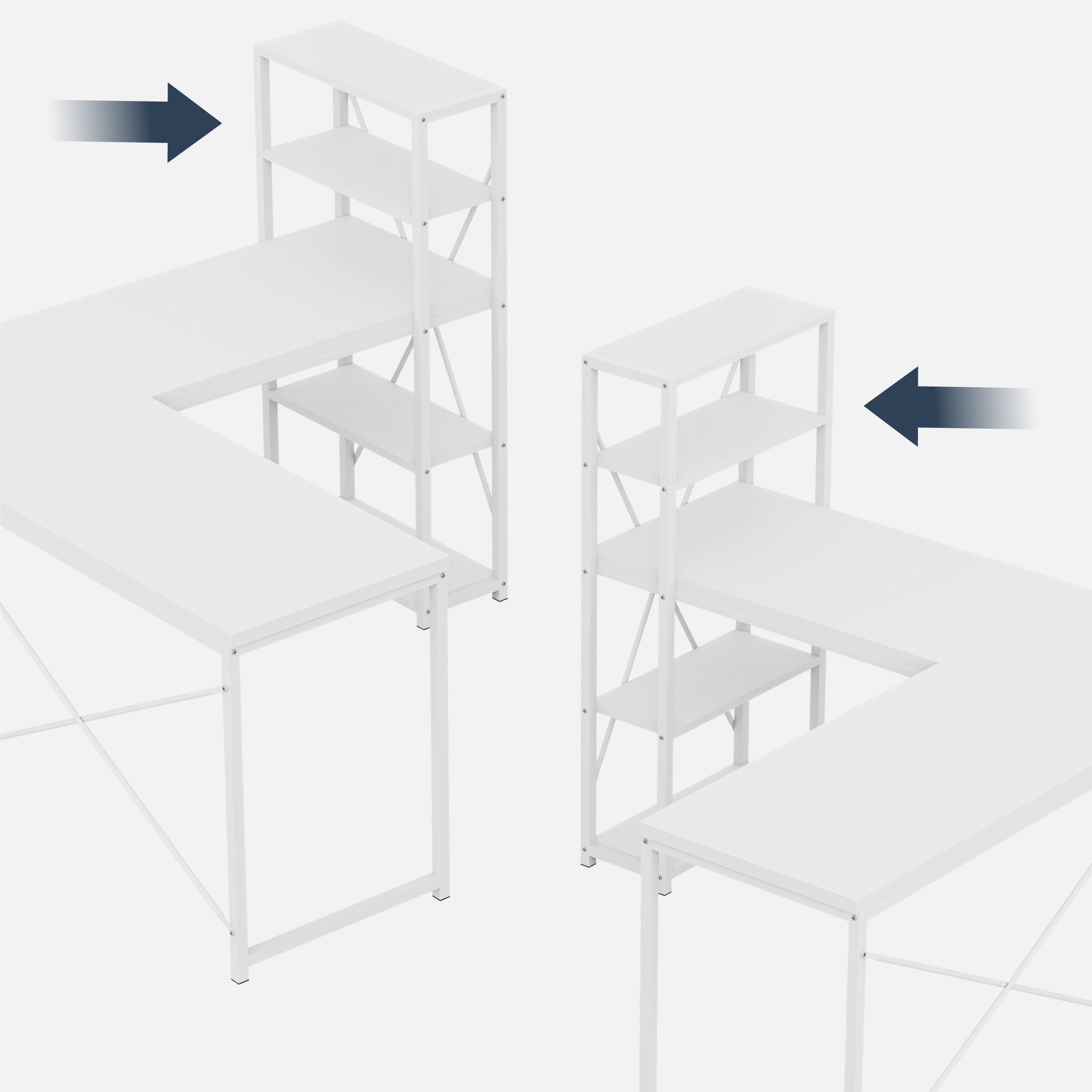 Birou de colț cu rafturi Mark Adler Leader 5.9 Alb 145 cm