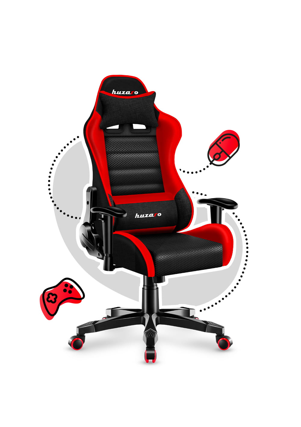 Scaun de gaming pentru copii HUZARO RANGER 6.0 Red Mesh