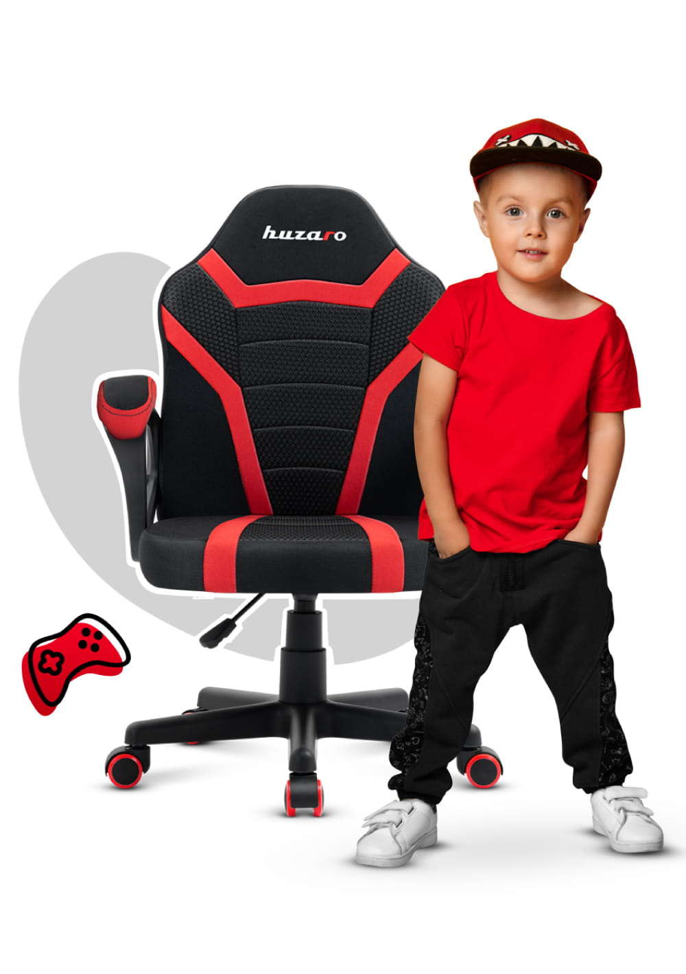 Scaun de gaming pentru copii HUZARO RANGER 1.0 Red Mesh