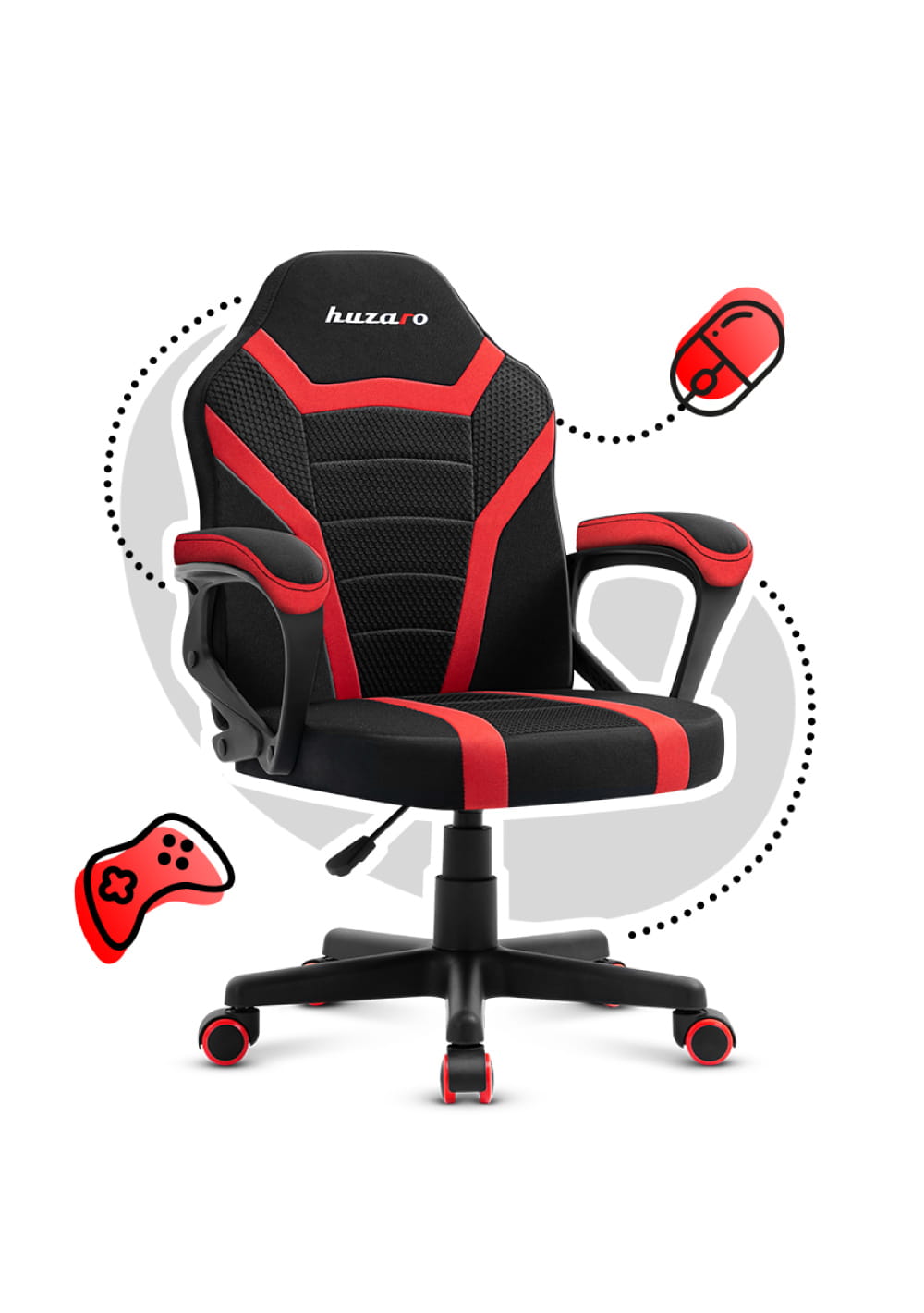 Scaun de gaming pentru copii HUZARO RANGER 1.0 Red Mesh