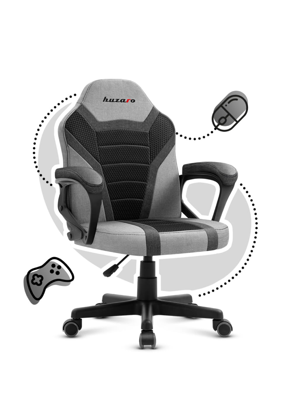 Scaun de gaming pentru copii HUZARO RANGER 1.0 Grey Mesh