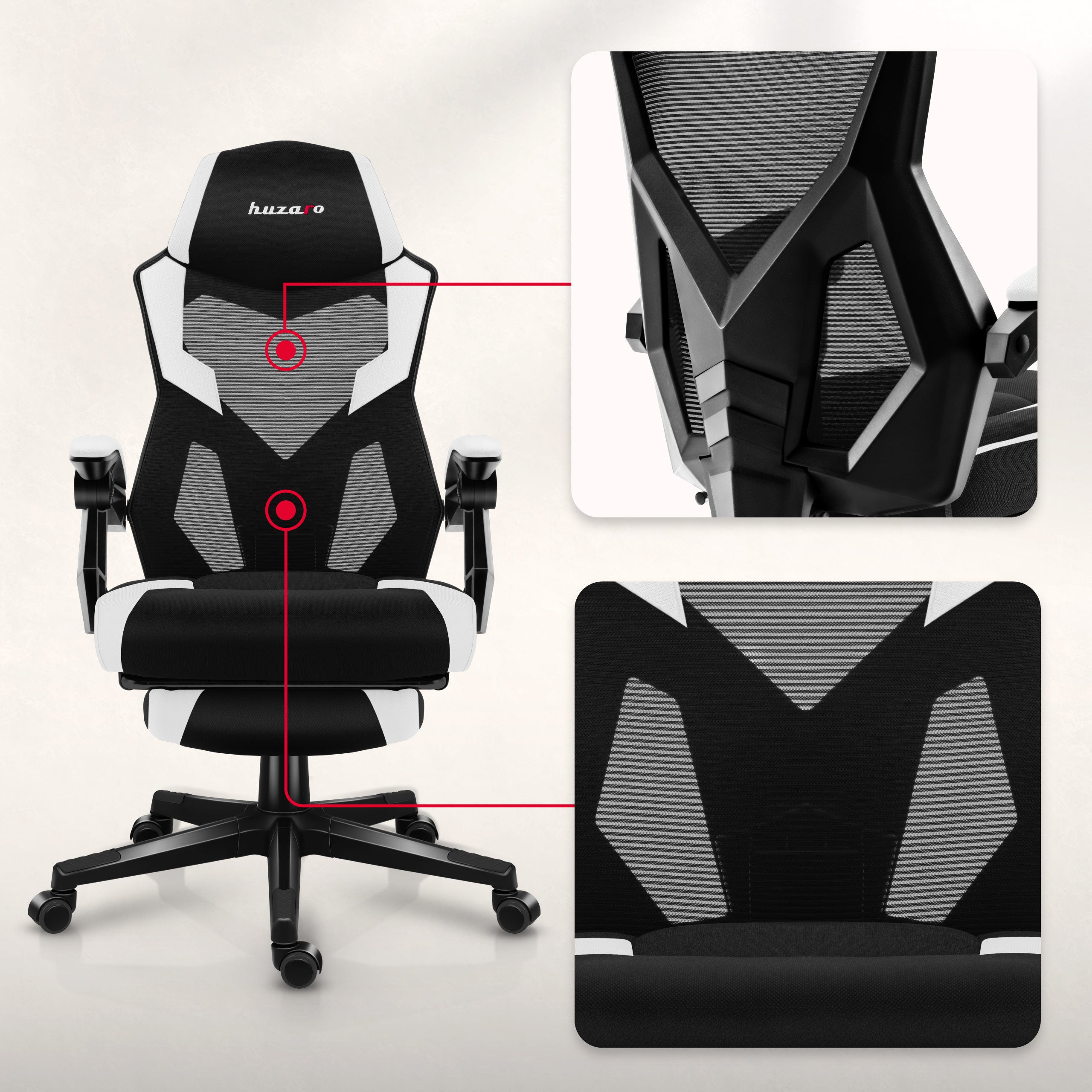 Scaun de gaming Huzaro Combat 3.1 White