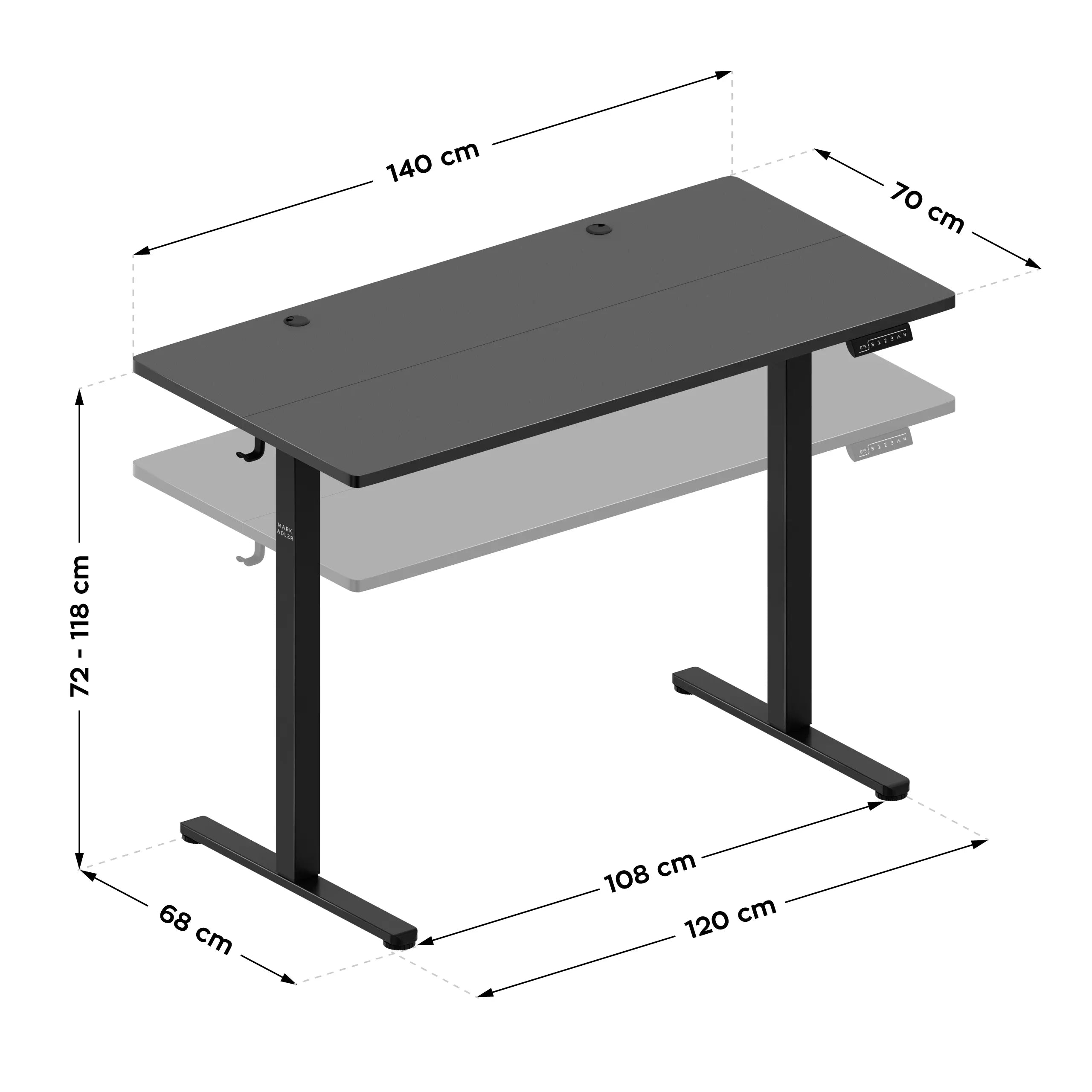 Birou electric Mark Adler Leader 7.3 Black 140 cm