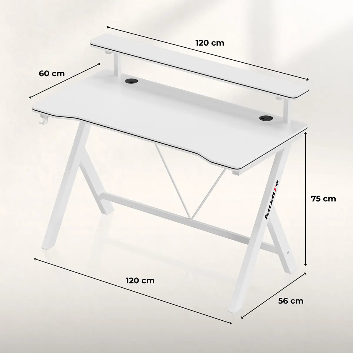 Huzaro Hero 1.9 Birou de gaming alb 120 cm