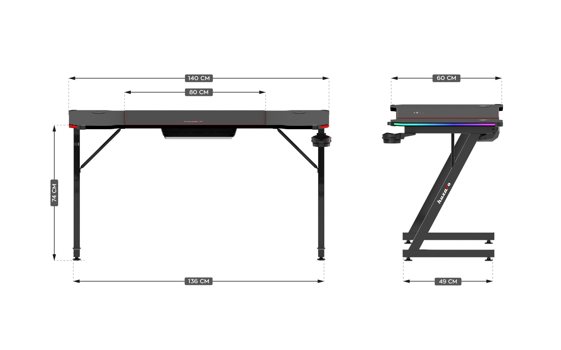 Huzaro Hero 3.3 RGB birou de gaming 140 cm