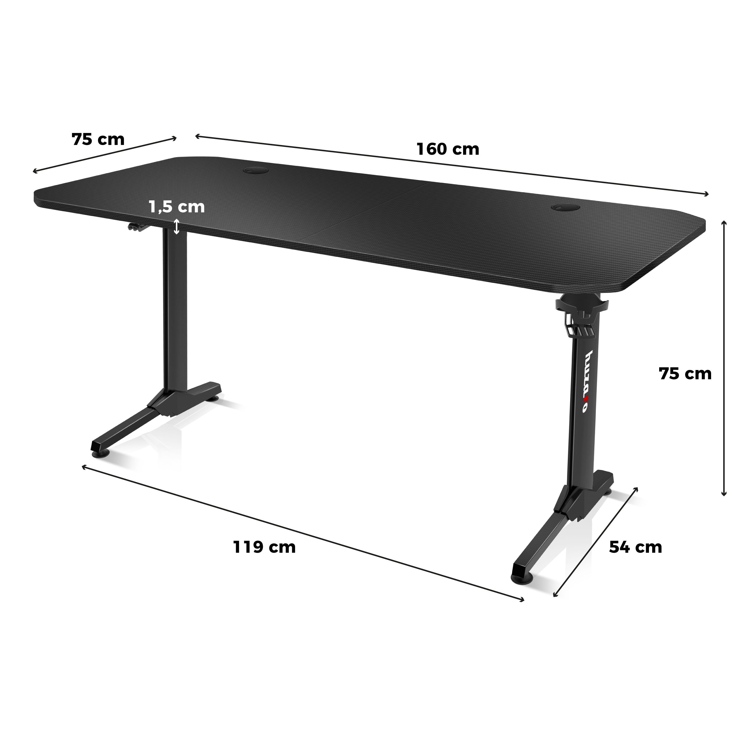 Huzaro Hero 4.7 Negru 160 cm birou de gaming