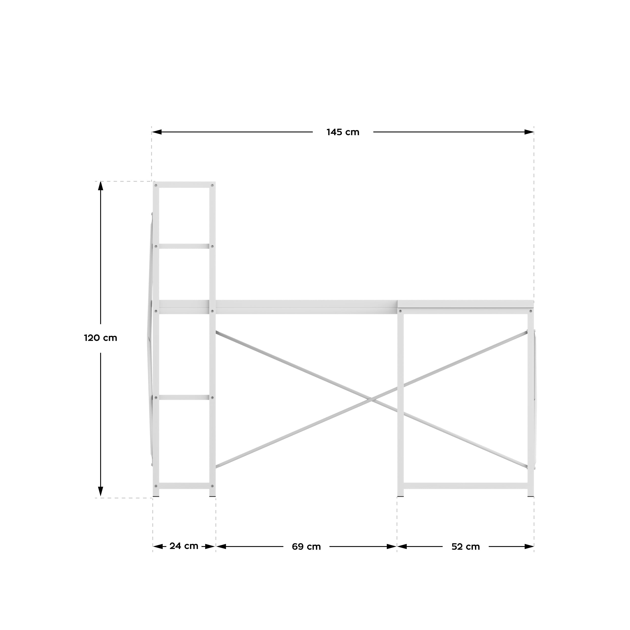 Birou de colț cu rafturi Mark Adler Leader 5.9 Alb 145 cm