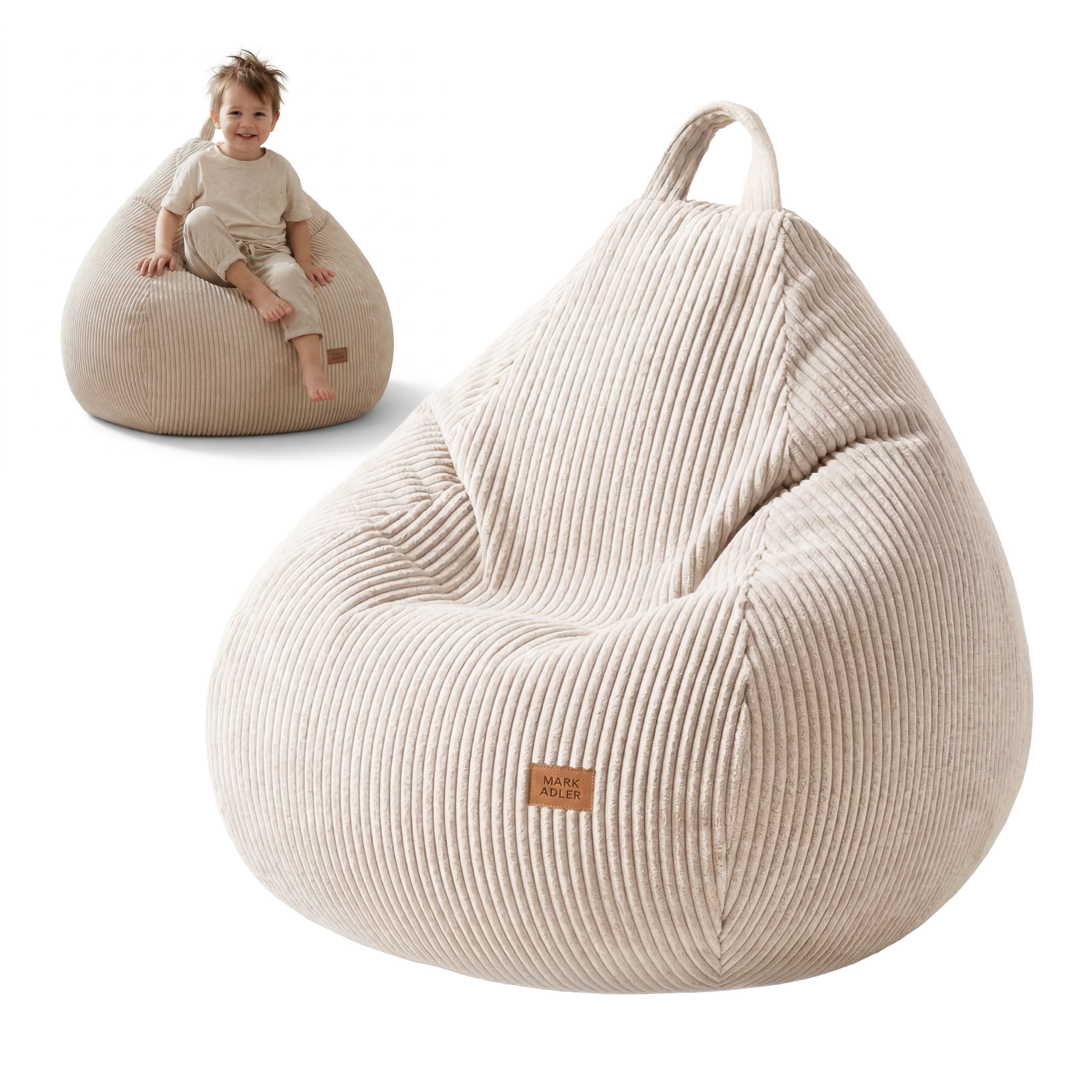 Fotoliu puf din catifea raiată bej Mark Adler Comfy 1.0 Beige