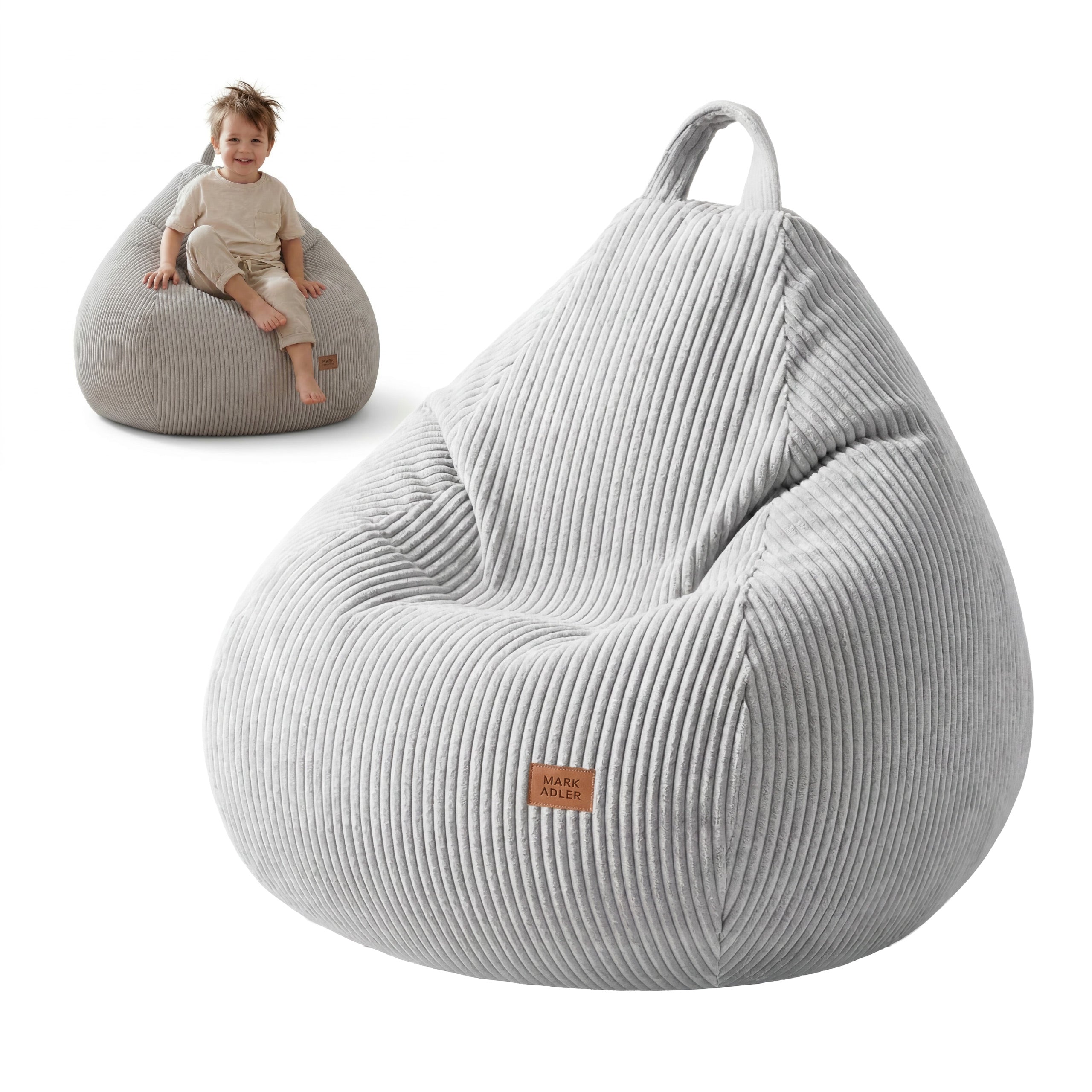 Fotoliu puf din catifea raiată gri Mark Adler Comfy 1.0 Grey