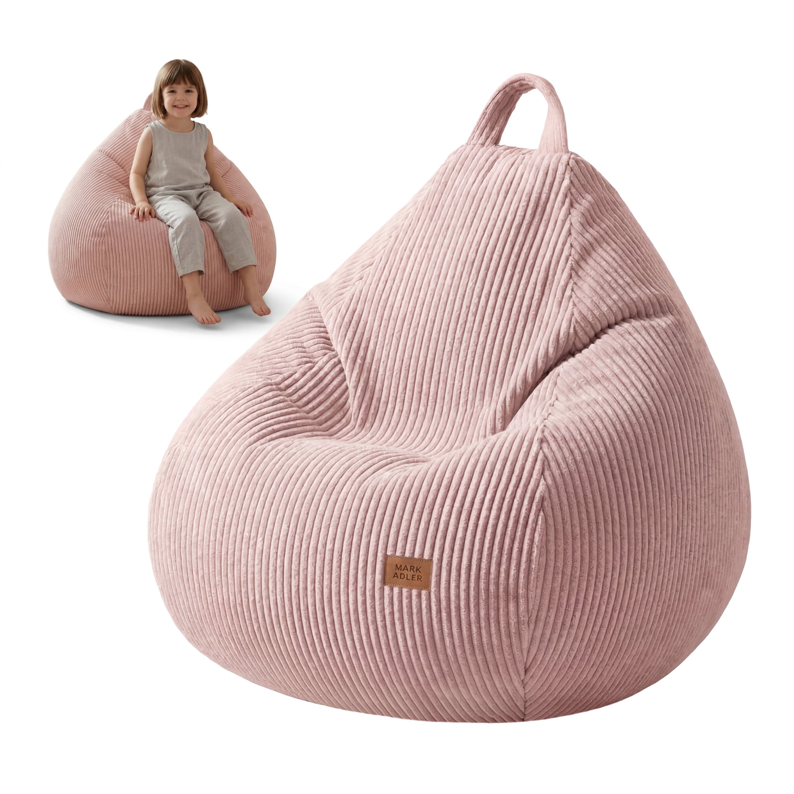 Fotoliu puf din catifea raiată roz Mark Adler Comfy 1.0 Pink