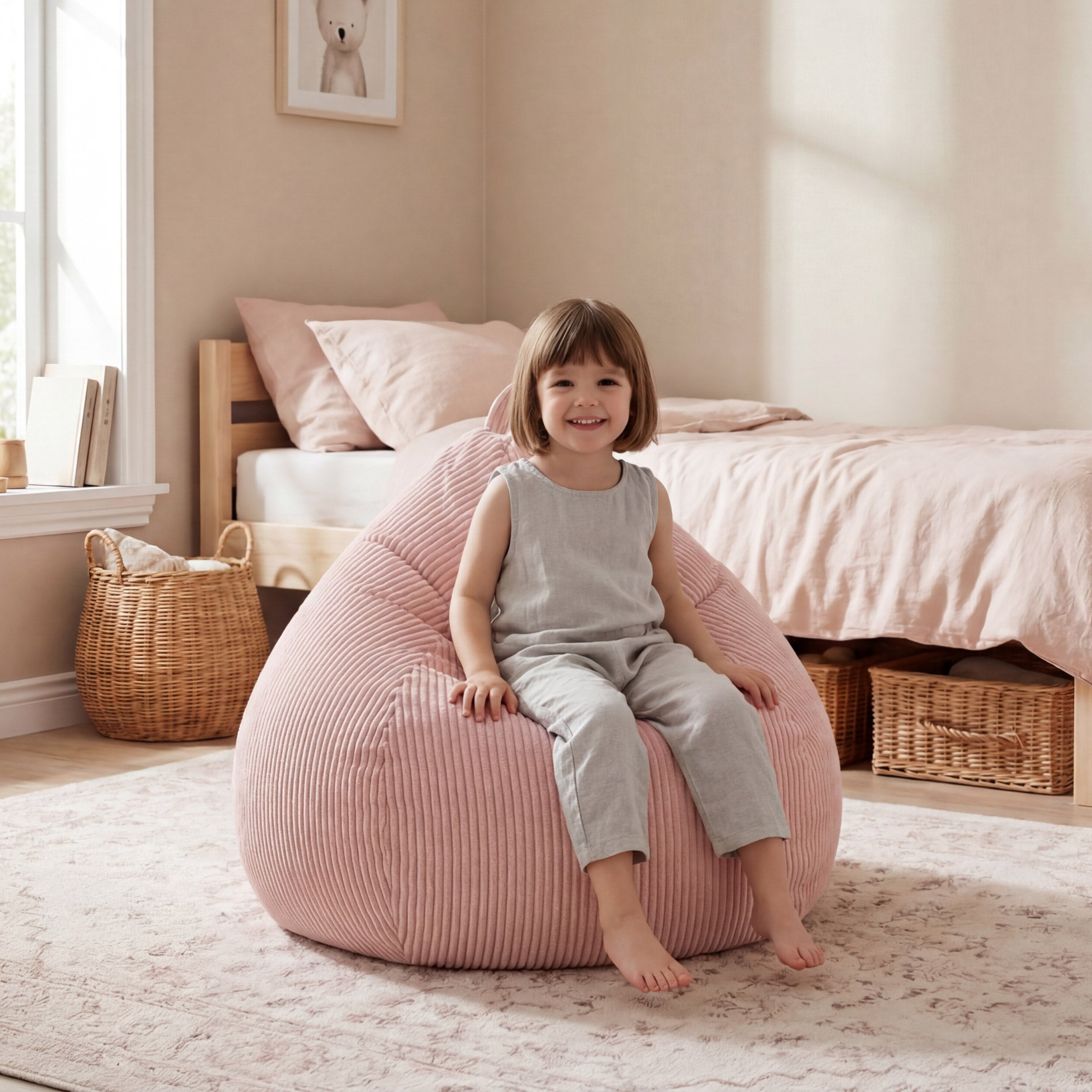 Fotoliu puf din catifea raiată roz Mark Adler Comfy 1.0 Pink