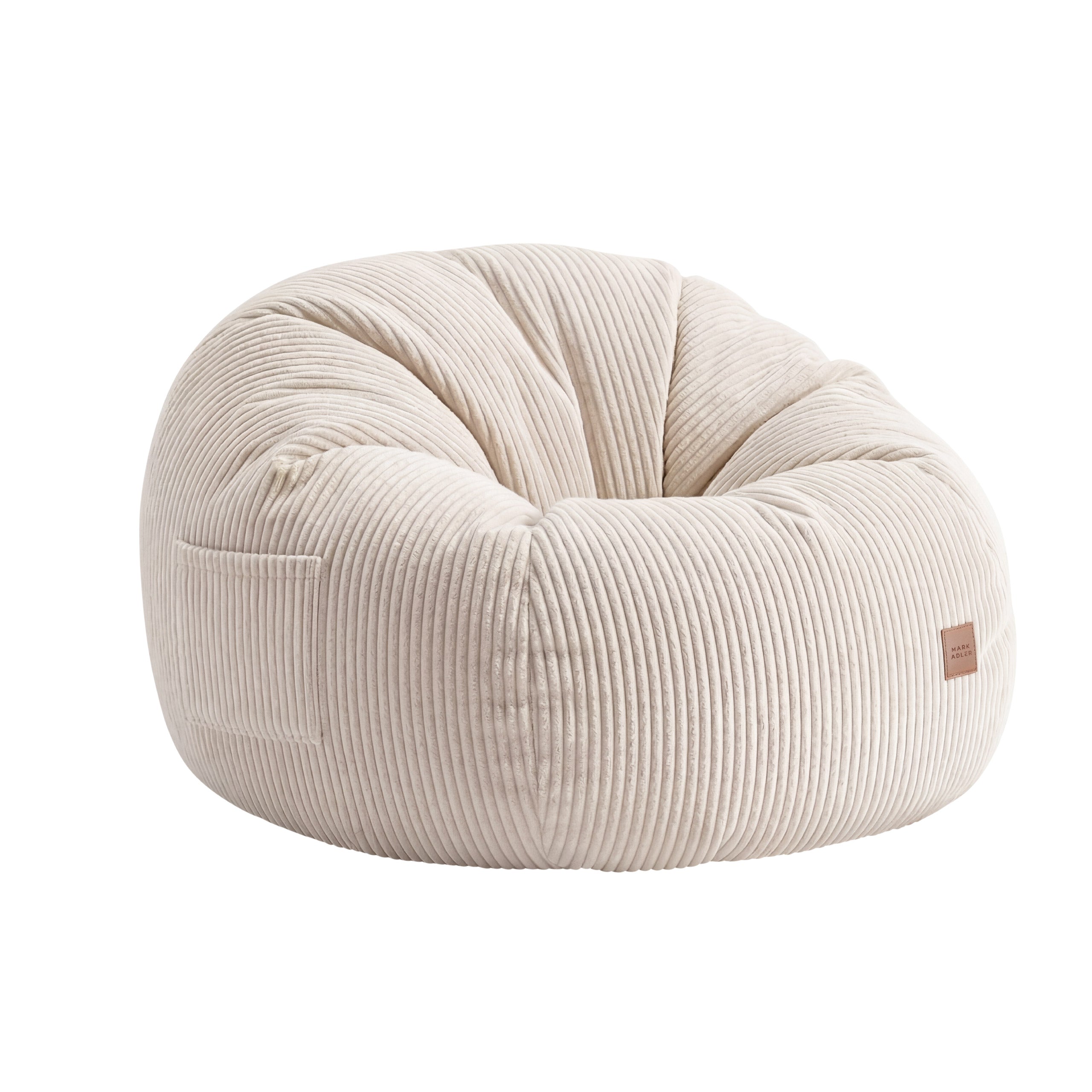 Fotoliu puf din catifea raiată cu suport pentru picioare Mark Adler Comfy 3.0 Beige
