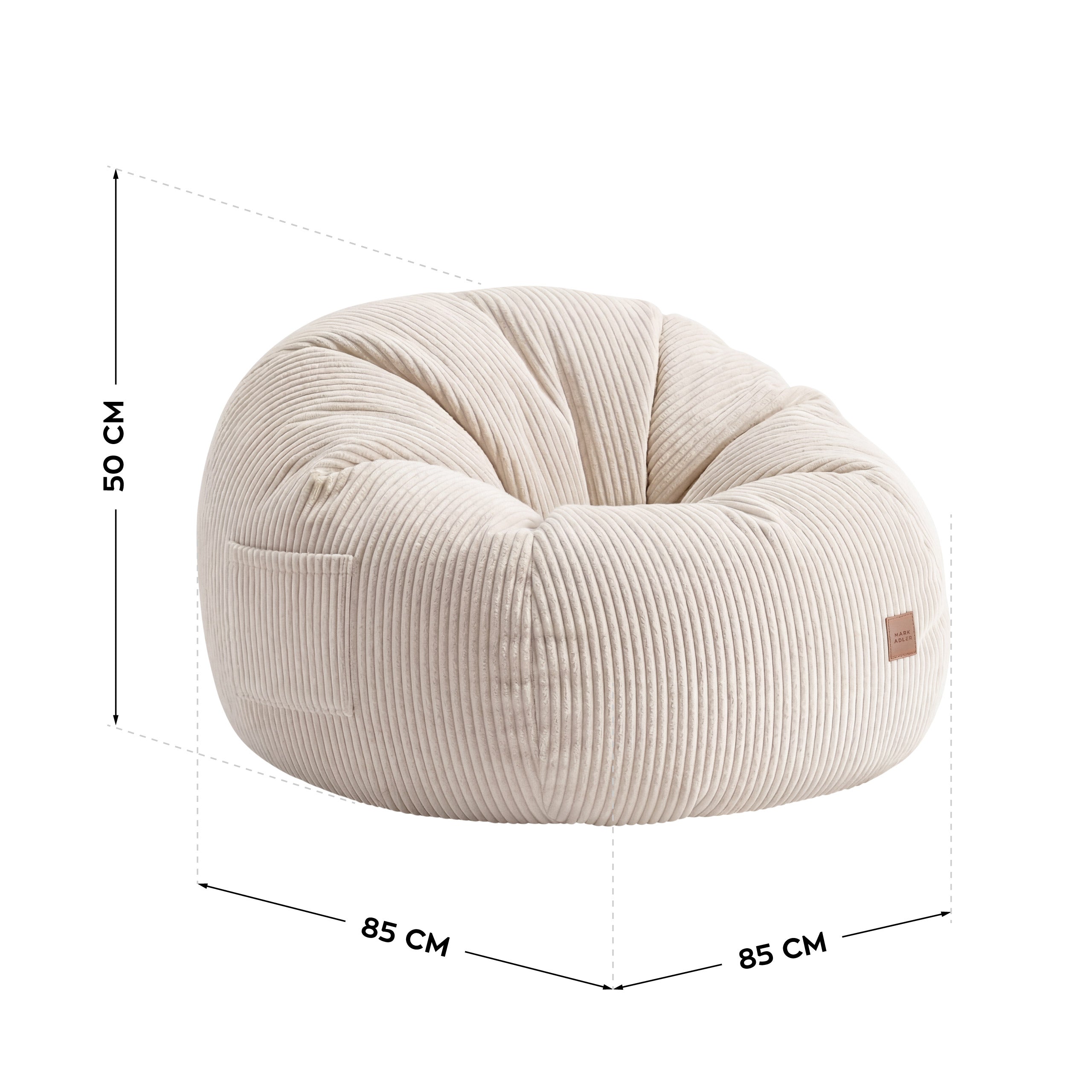 Fotoliu puf din catifea raiată cu suport pentru picioare Mark Adler Comfy 3.0 Beige