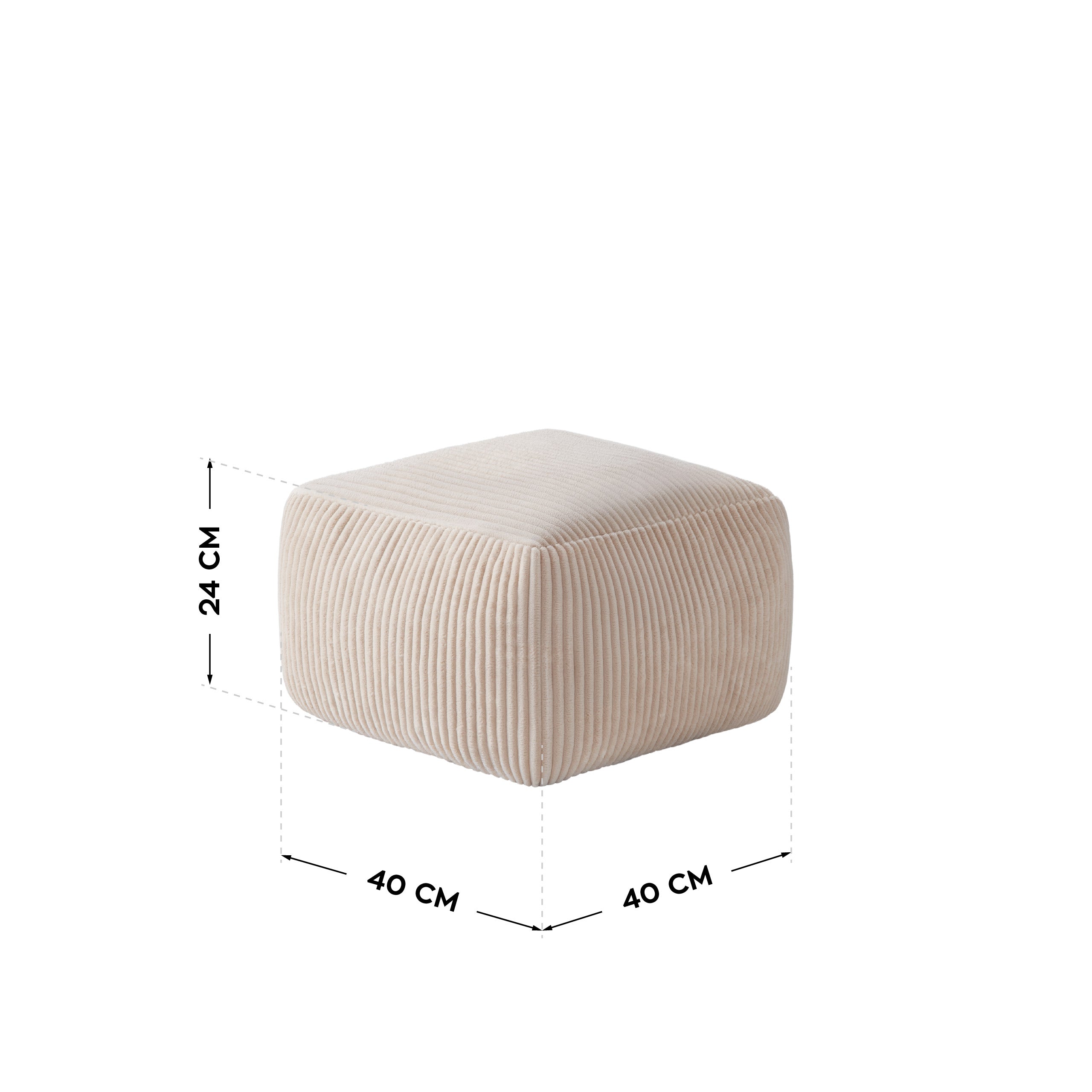 Fotoliu puf din catifea raiată cu suport pentru picioare Mark Adler Comfy 3.0 Beige