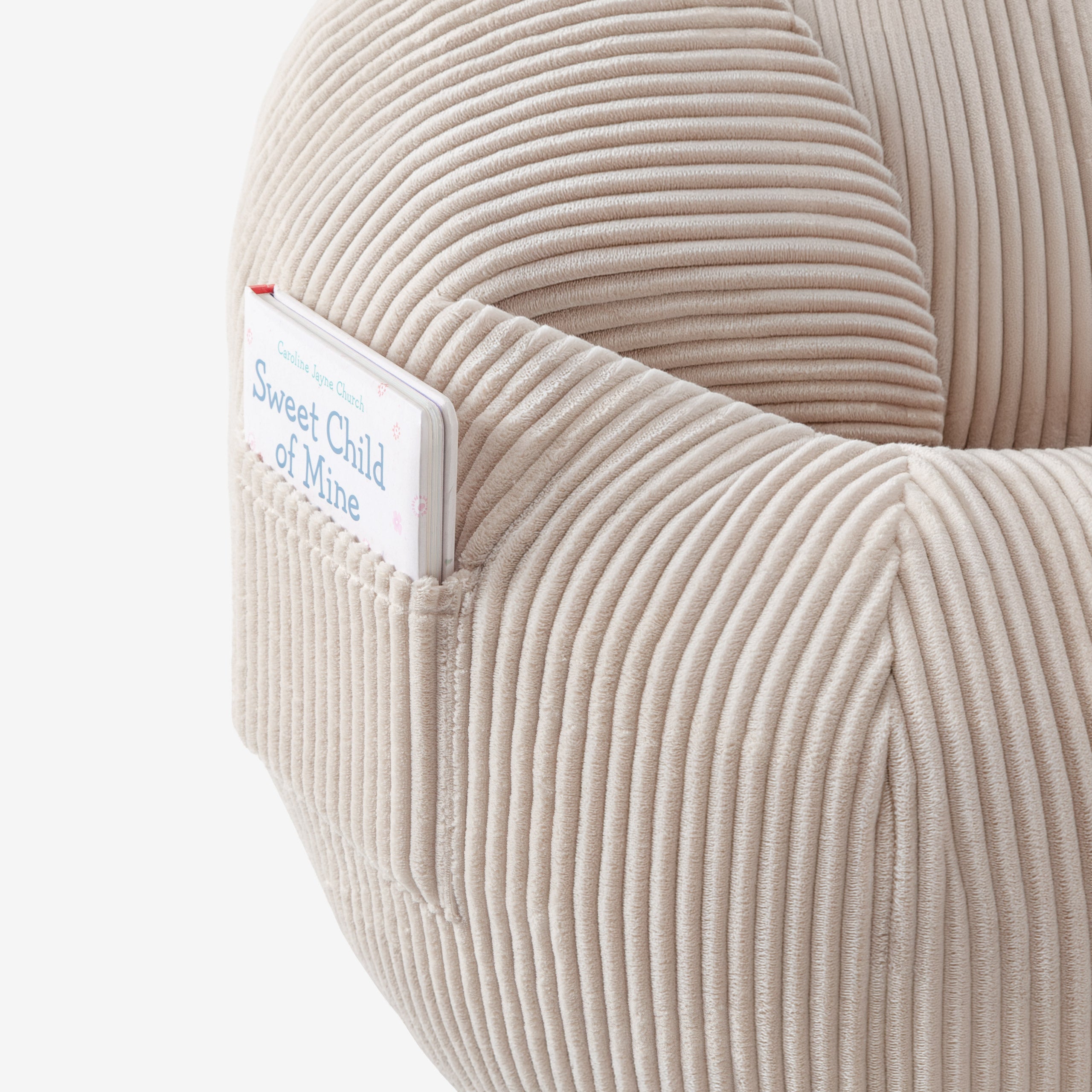 Fotoliu puf din catifea raiată cu suport pentru picioare Mark Adler Comfy 3.0 Beige