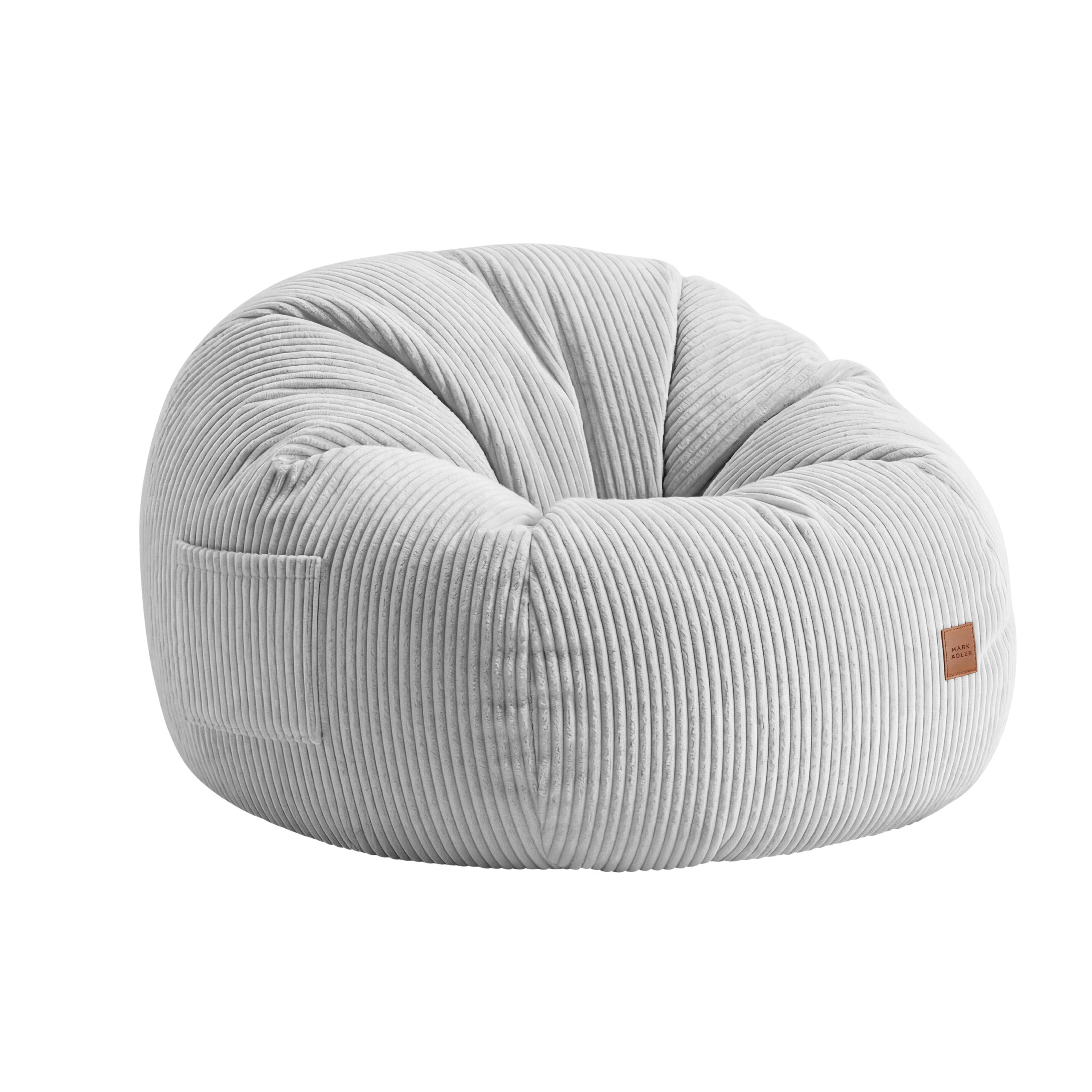 Fotoliu puf din catifea raiată cu suport pentru picioare Mark Adler Comfy 3.0 Grey