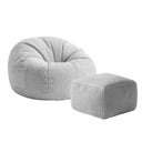 Fotoliu puf din catifea raiată cu suport pentru picioare Mark Adler Comfy 3.0 Grey