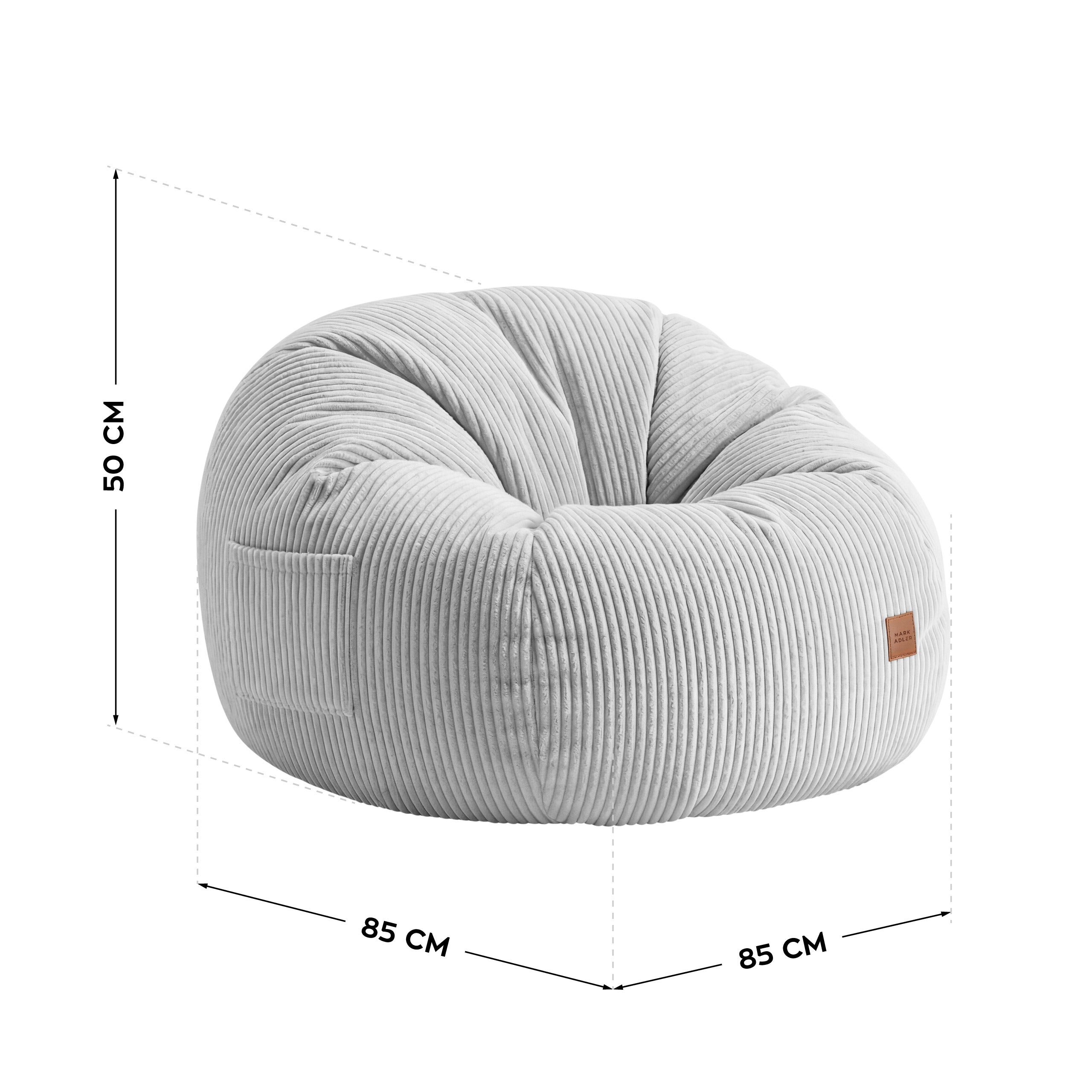 Fotoliu puf din catifea raiată cu suport pentru picioare Mark Adler Comfy 3.0 Grey