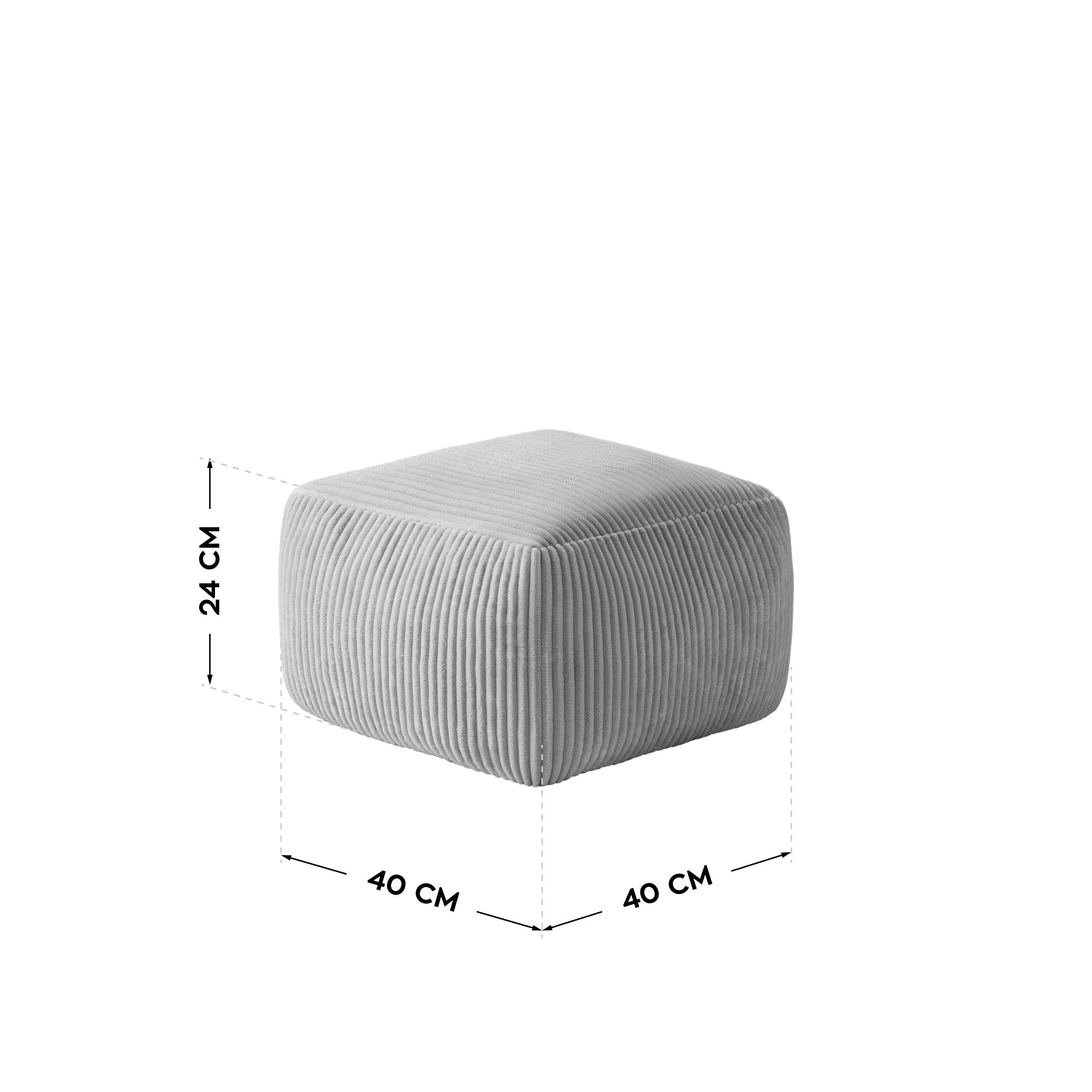 Fotoliu puf din catifea raiată cu suport pentru picioare Mark Adler Comfy 3.0 Grey