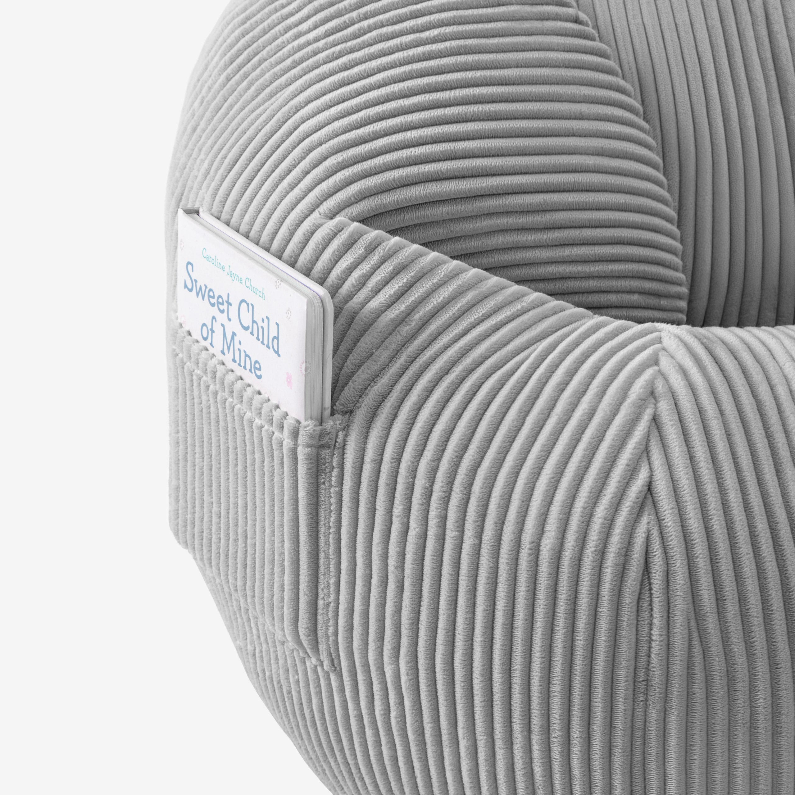 Fotoliu puf din catifea raiată cu suport pentru picioare Mark Adler Comfy 3.0 Grey